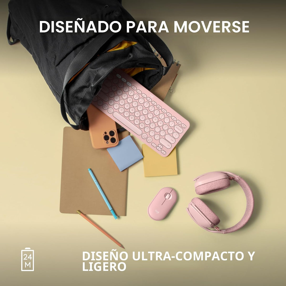 Ratón inalámbrico Bluetooth Logitech M350s Pebble 2 - Tonal Rose |...