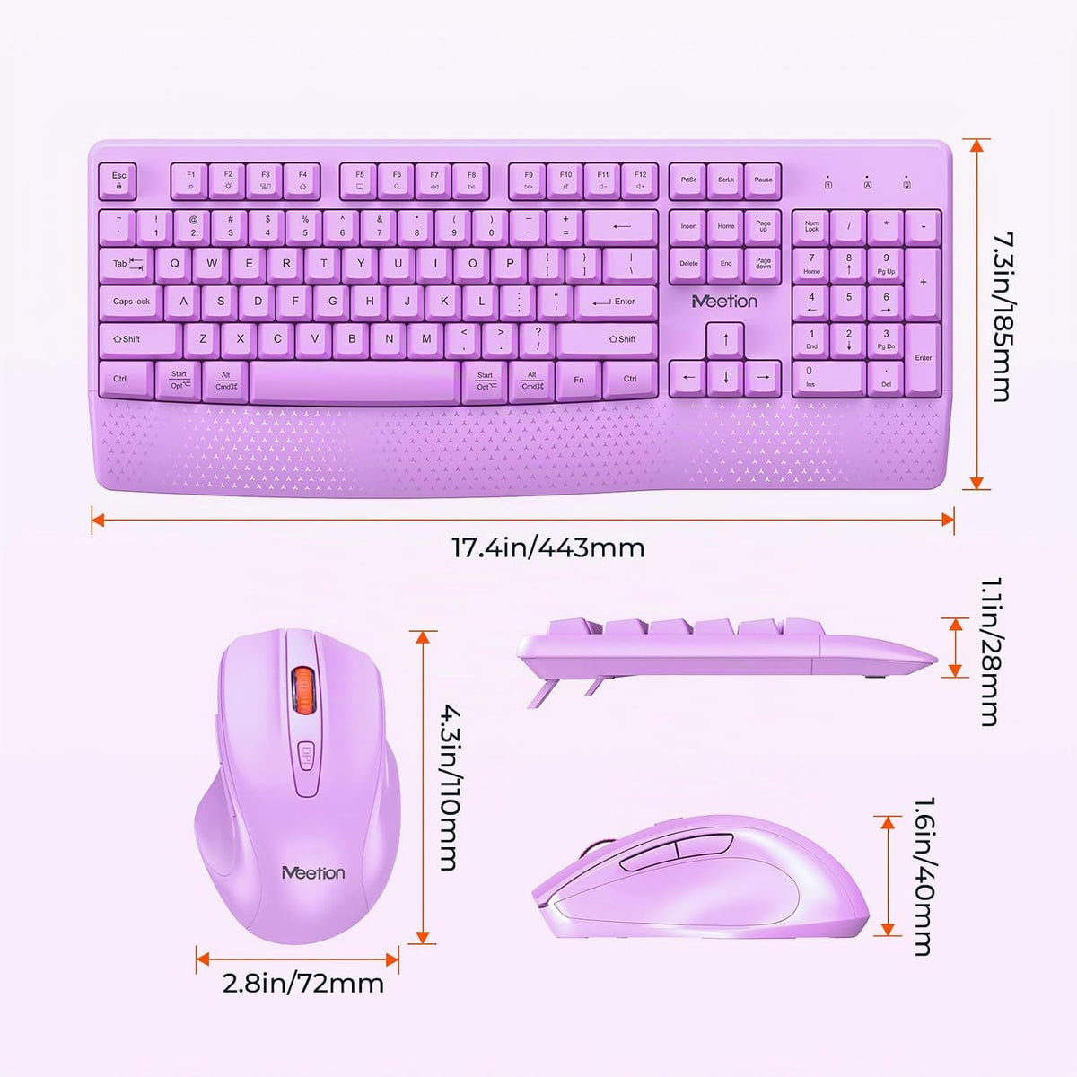 MEETION - Combo de teclado y mouse inalámbricos, tamaño completo co...