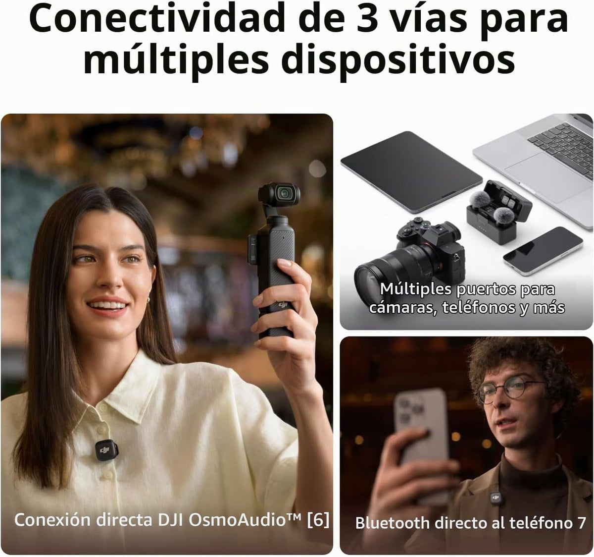 Transmisor DJI Mic 3, mini micrófono inalámbrico para iPhone\/cámar...