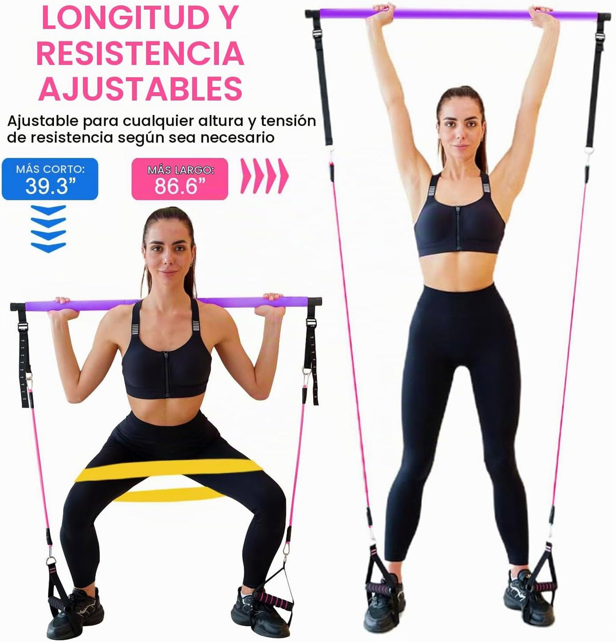 Kit de barra de pilates Bbtops con bandas de resistencia, barra de...