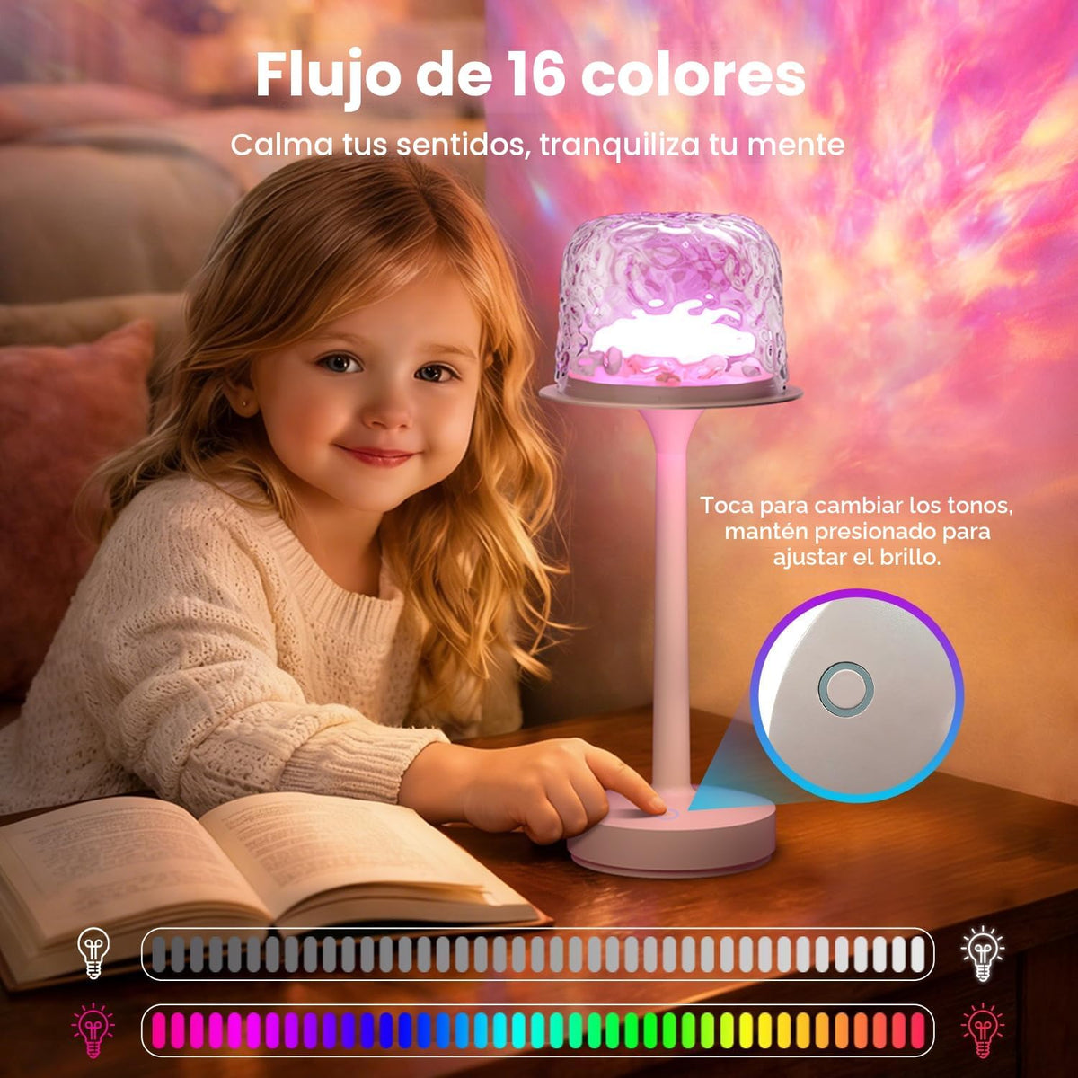 Lámpara de ducha impermeable recargable LED Ocean Projector Lámpara...