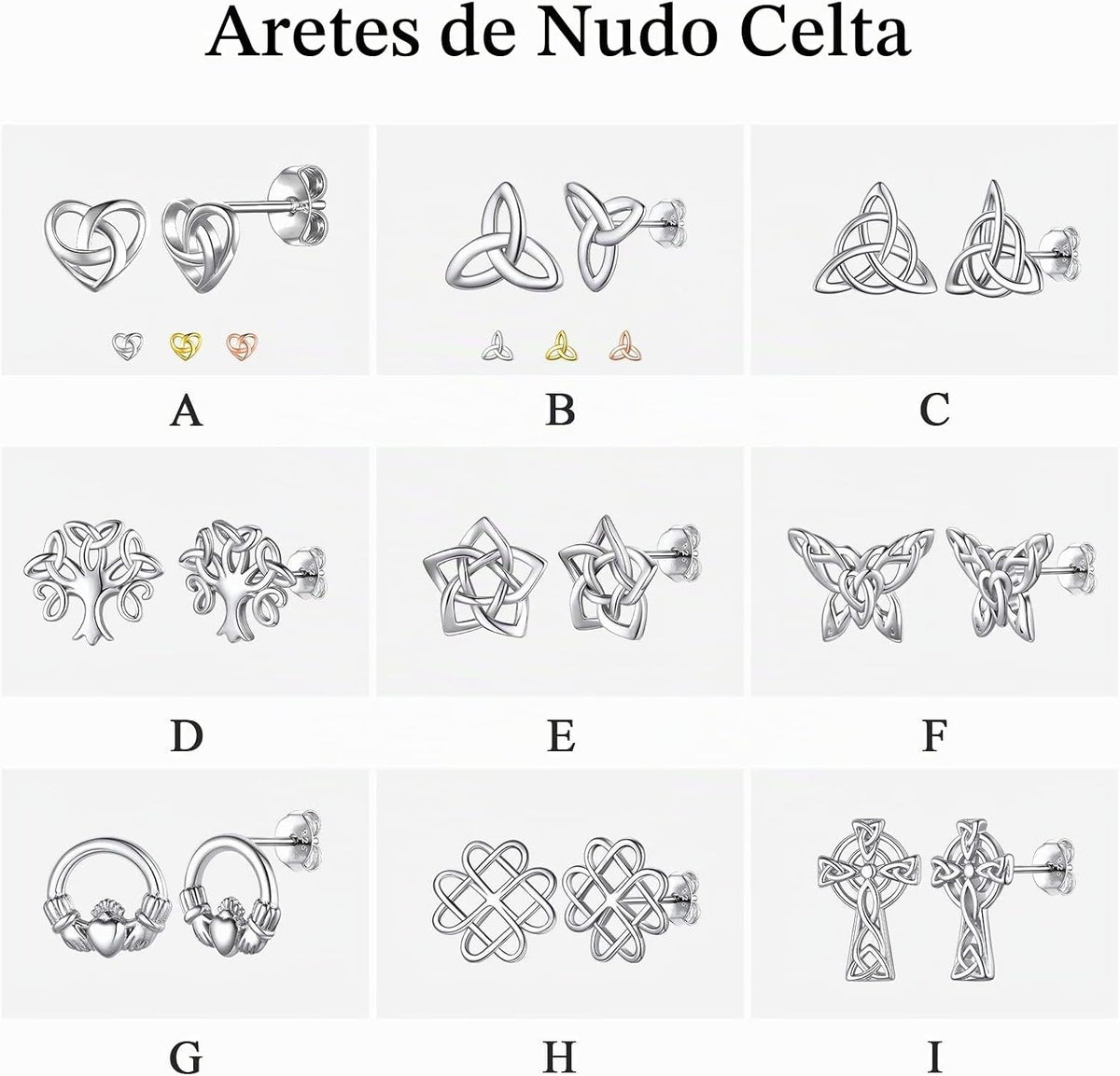 ChicSilver Pendientes celtas para mujer de plata de ley hipoalergén...