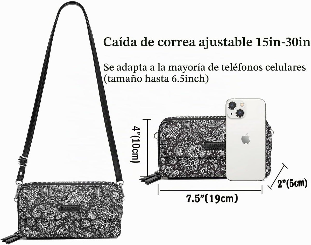 Lanyani Cartera Cruzada RFID con Correa de Muñeca y Bolsillo para T...