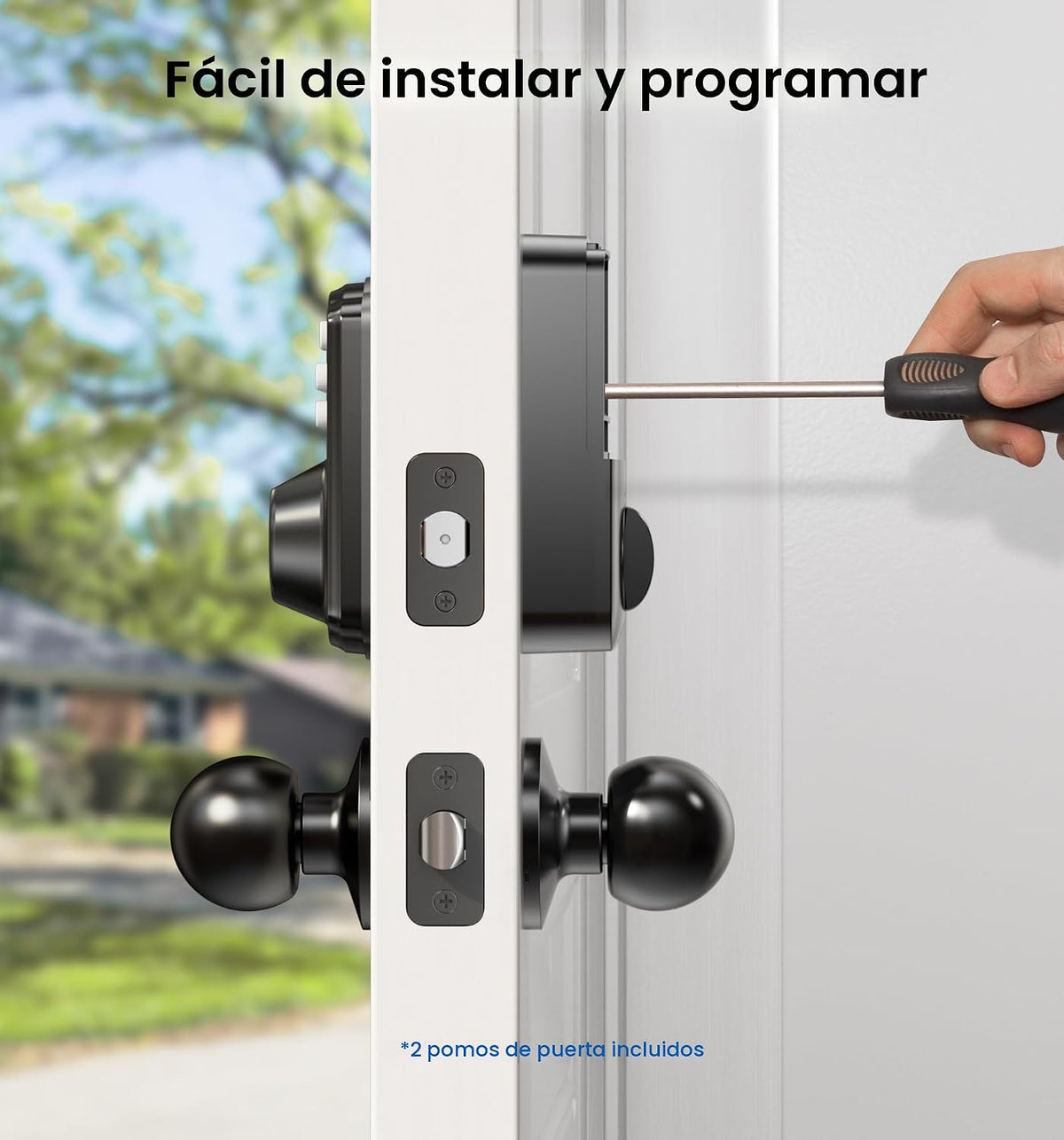 Cerradura de puerta con huella dactilar Veise con 2 perillas - Cerr...