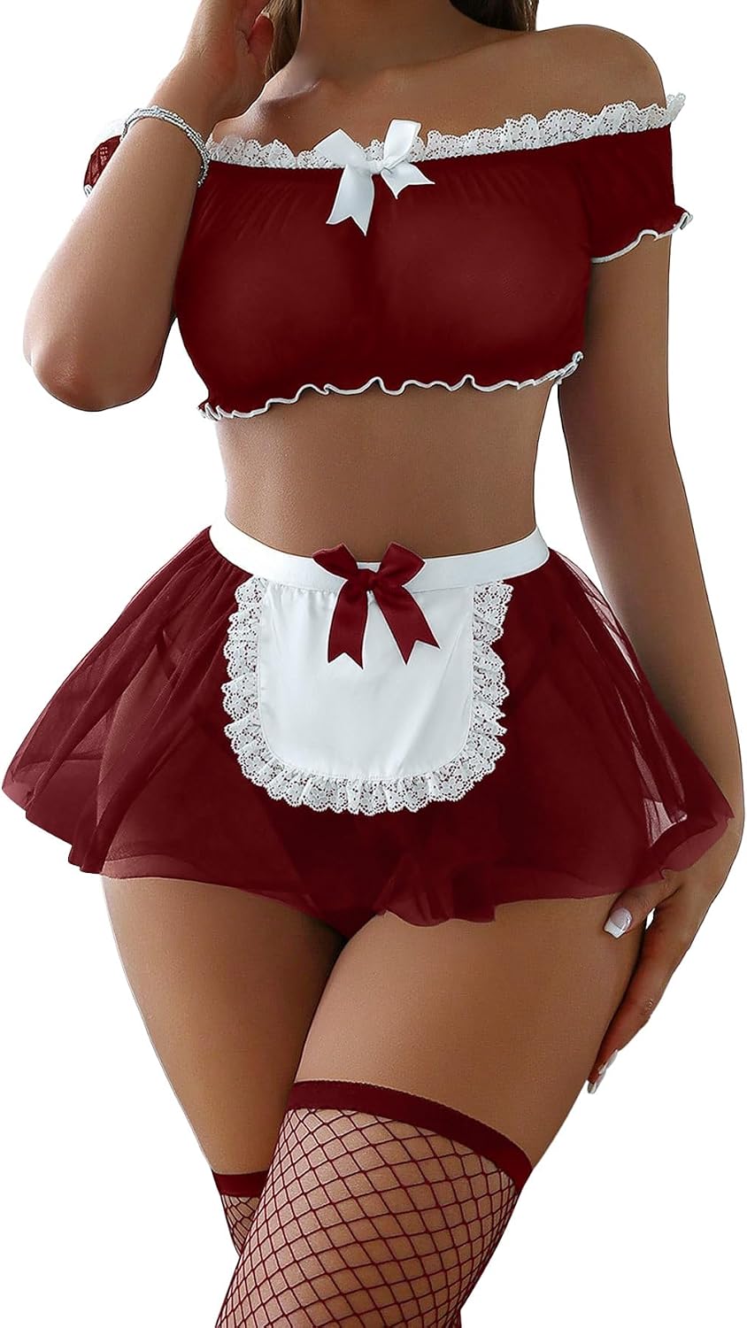 Foxiny Conjunto de lencería sexy de 4 piezas para mujer con tanga 3...