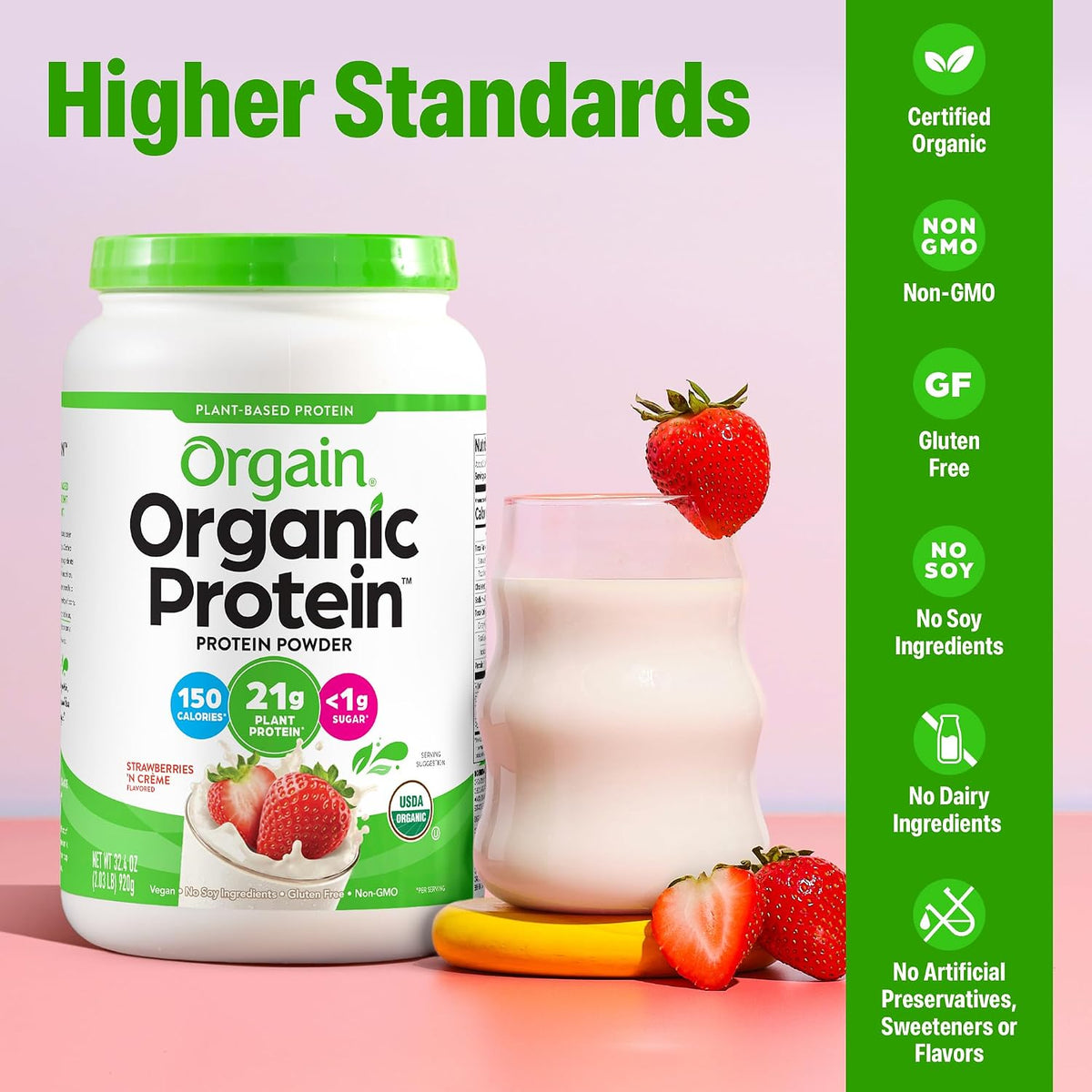 Orgain Proteína en polvo vegana orgánica de 0.74 oz, fresas y crema...