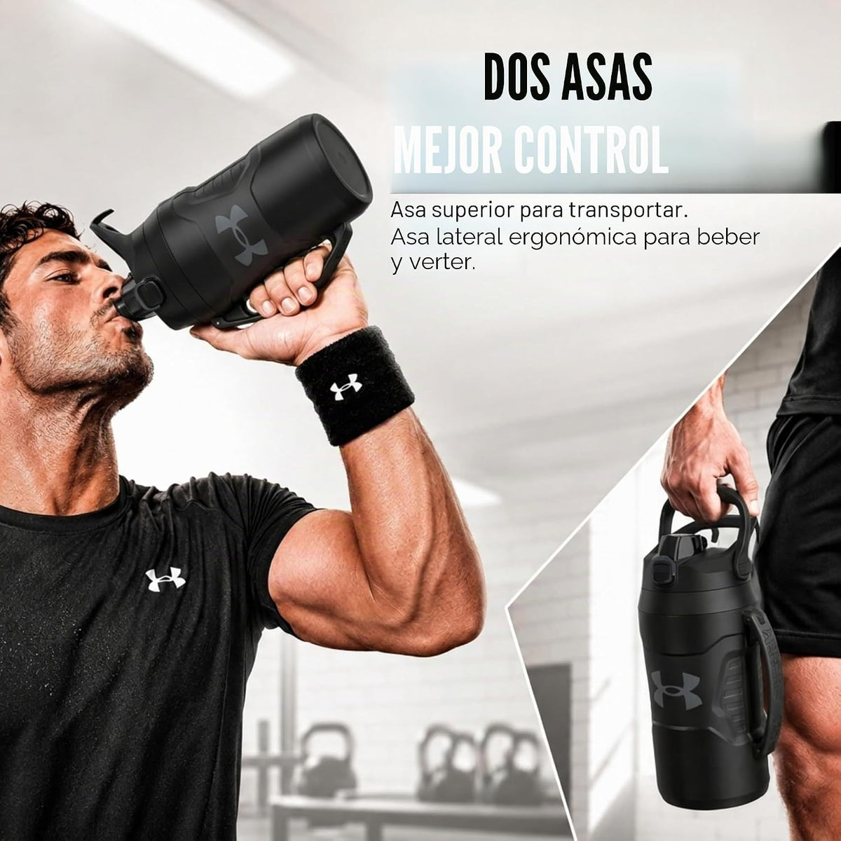 Under Armour Botella de agua aislada con asa y gancho para cerca, j...