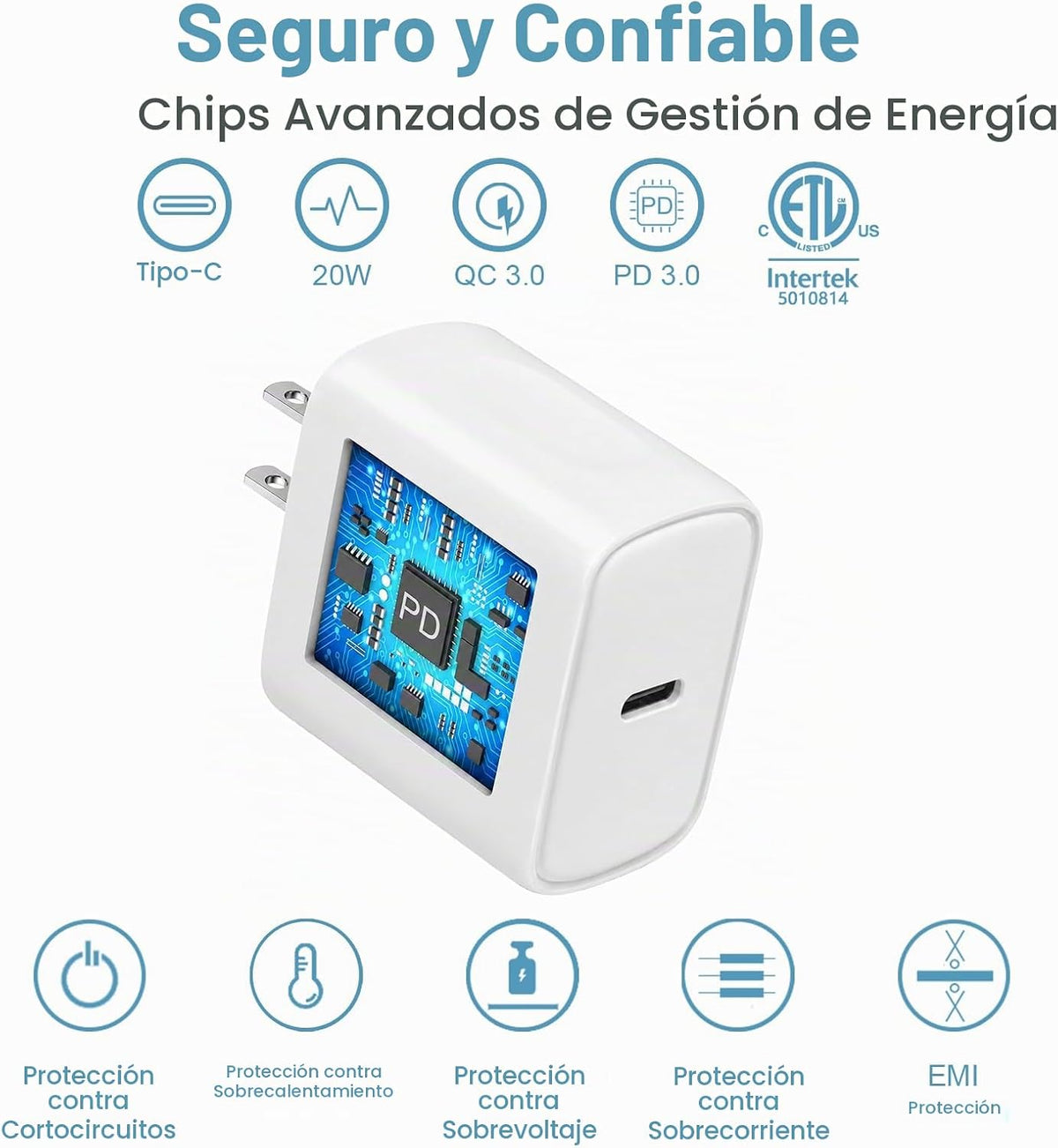 Cargador para iPhone 18, 17, 16, 15, carga rápida, paquete de 3, bl...