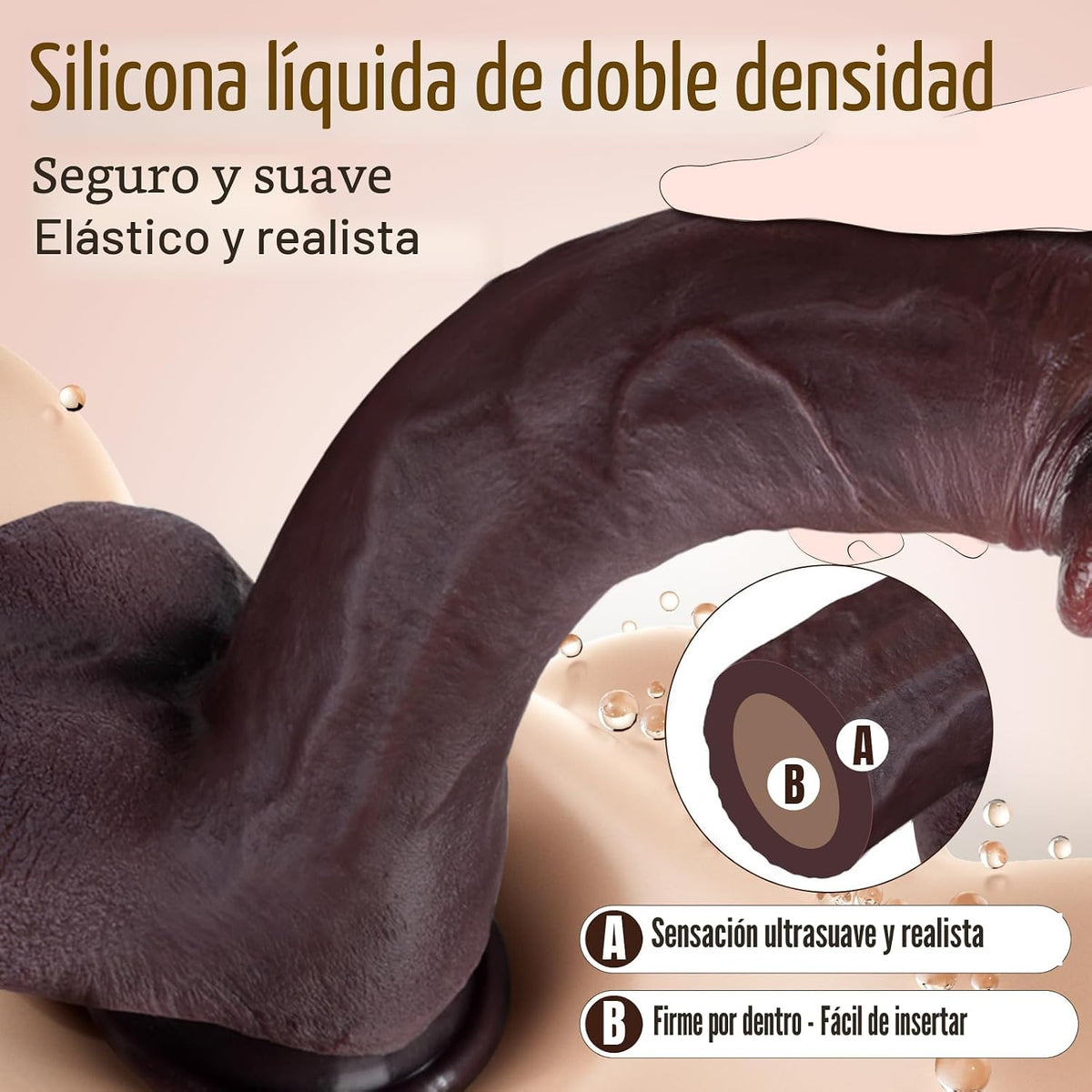 Coocfan 10.8" enorme consolador de silicona juguetes sexuales, marr...