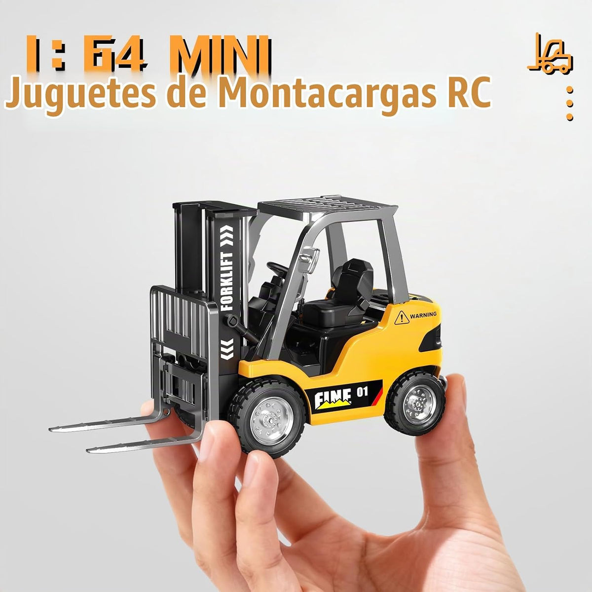 TOPMVP 1\/64 MINI RC Carretilla elevadora de juguete, horquilla ele...