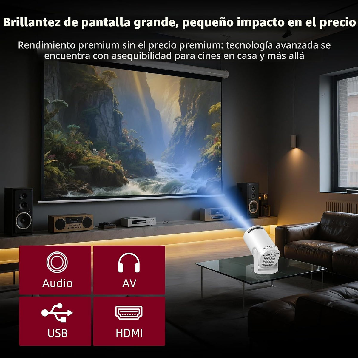 Mini Proyector Inalámbrico con WIFI 6 y Bluetooth, Soporte 4K 1080P...