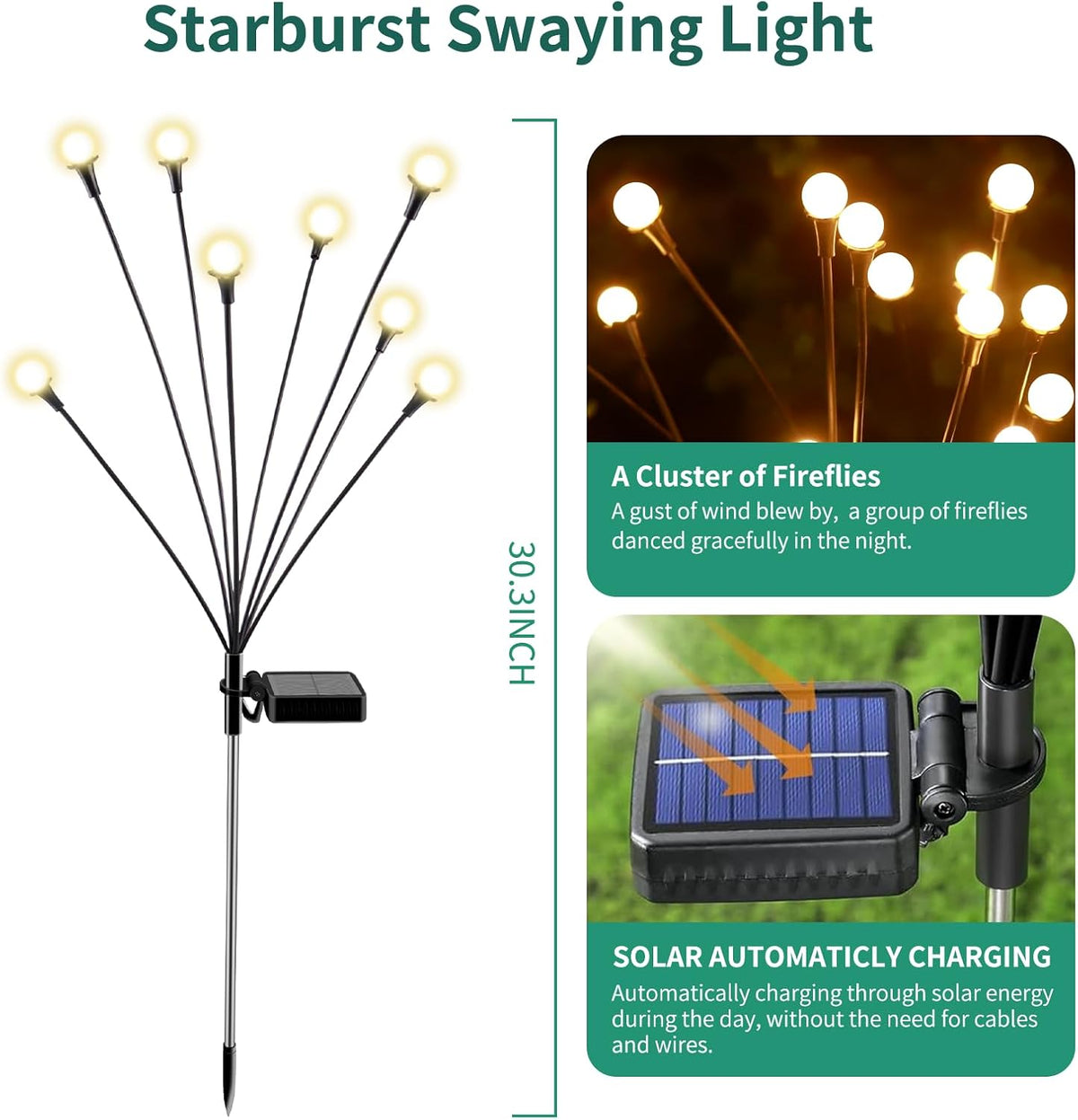 vignuto Luces solares al aire libre impermeables 4 paquetes de 32 L...