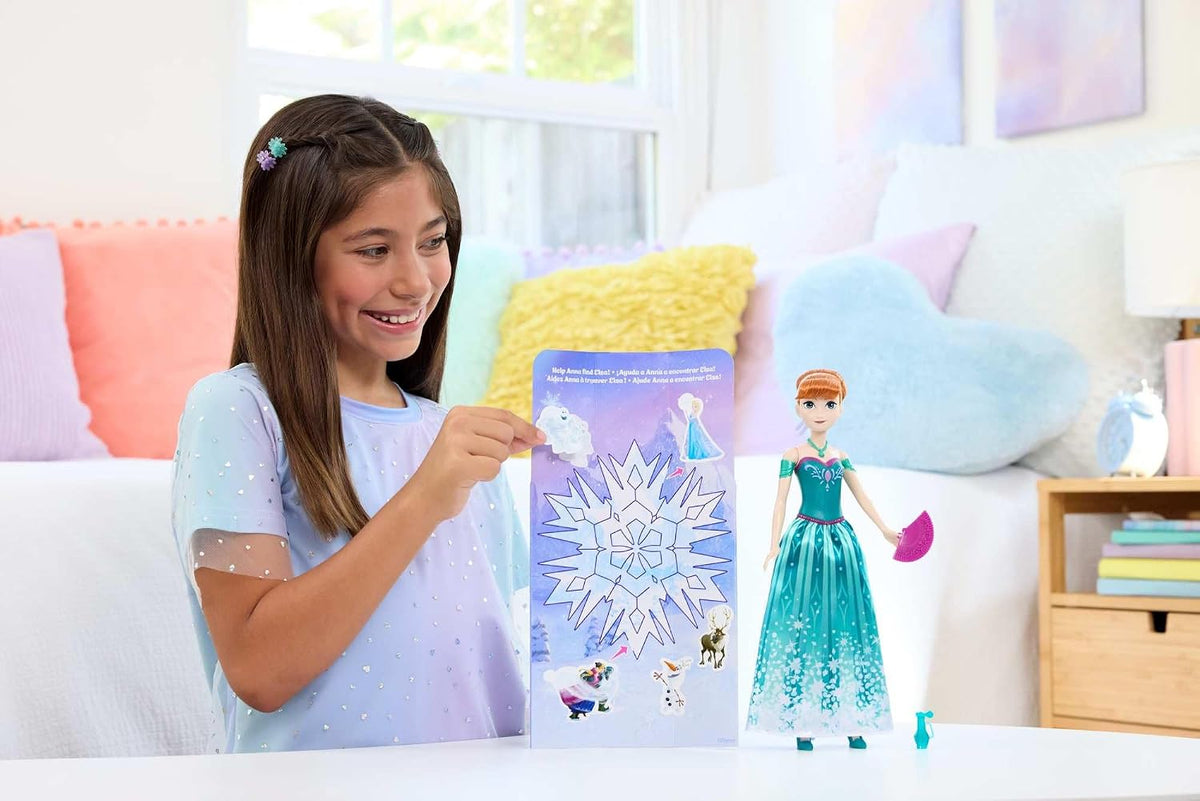 Mattel Disney Frozen Anna - Juego de muñecas de moda, gira y revela...
