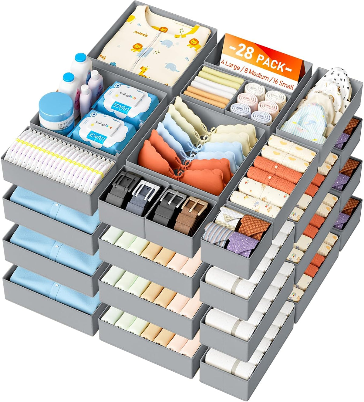 DIMJ Organizador de cajones para almacenamiento de ropa, paquete de...