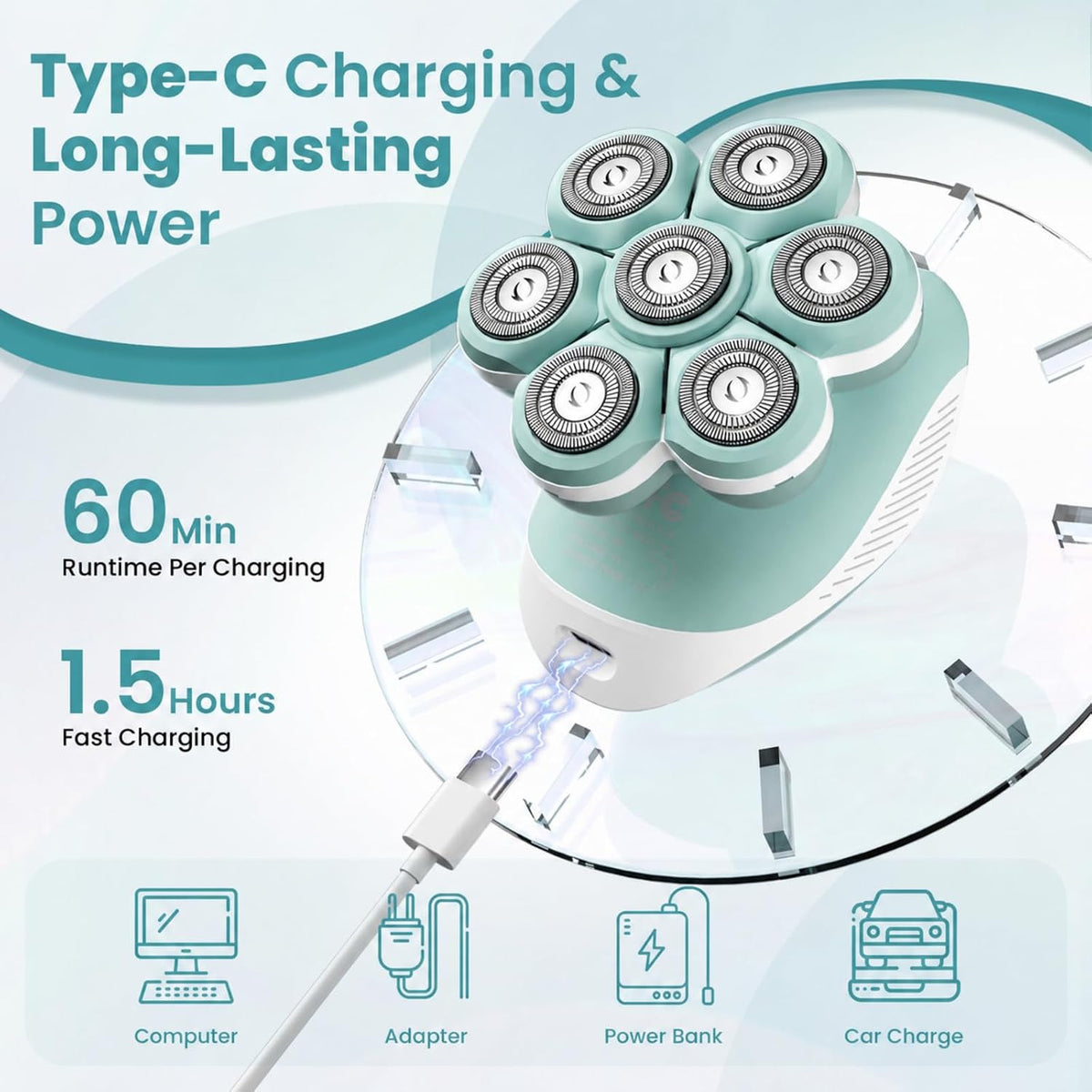VIKICON Maquinillas de afeitar eléctricas 7D para mujer, de cuerpo...