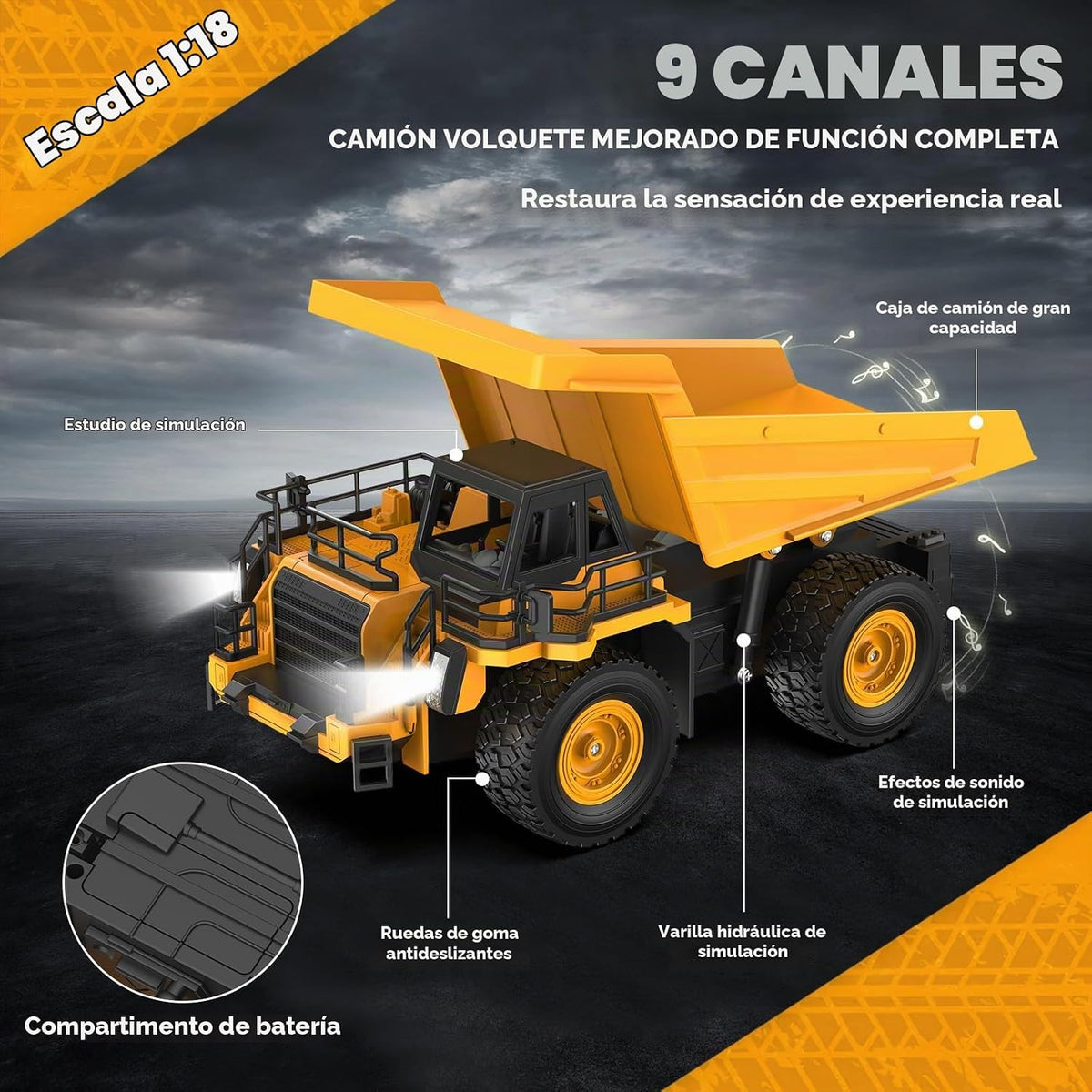 12.2" juguete teledirigido del camión volquete para los niños, jugu...
