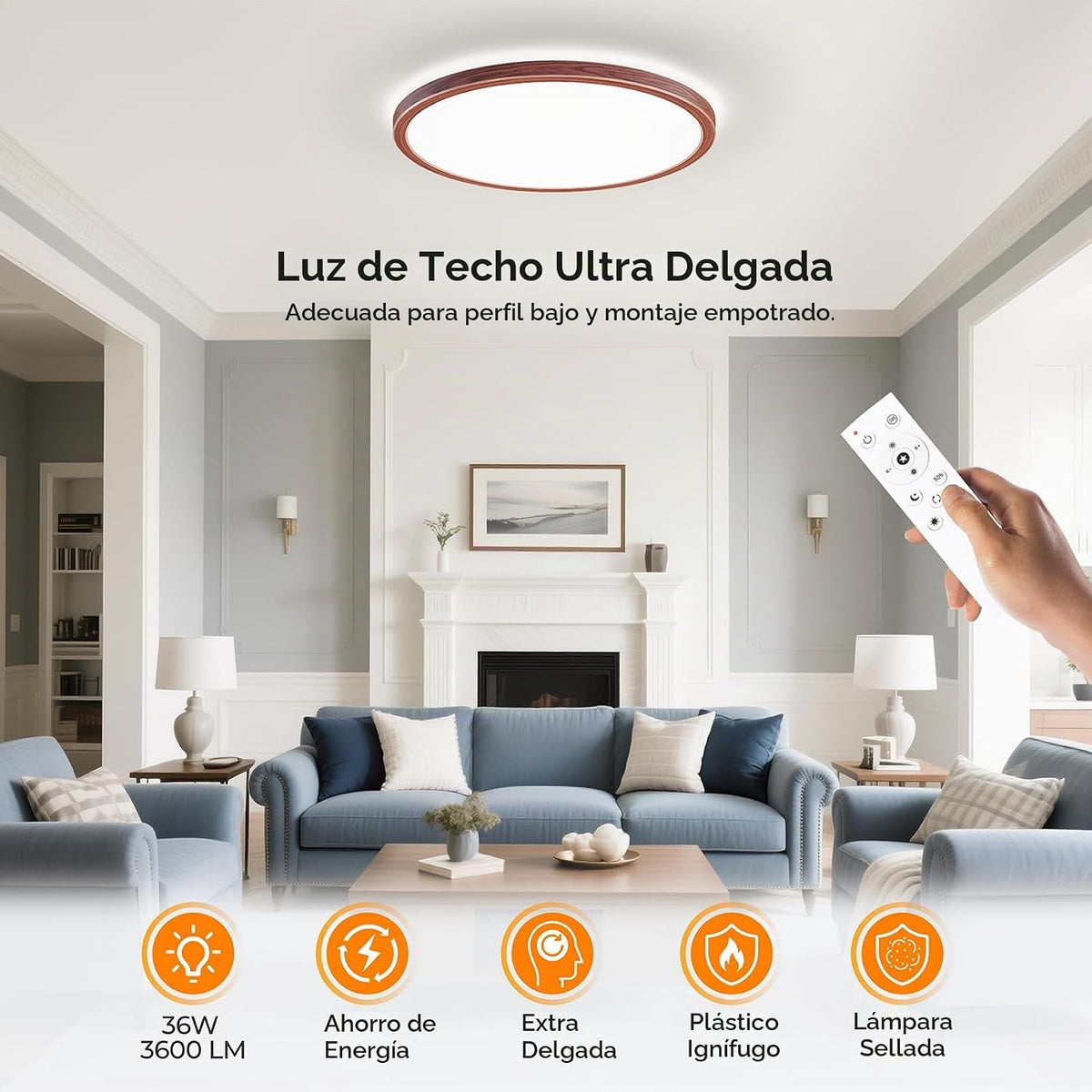 BLNAN Lámpara de techo LED regulable con control remoto, 12 pulgada...