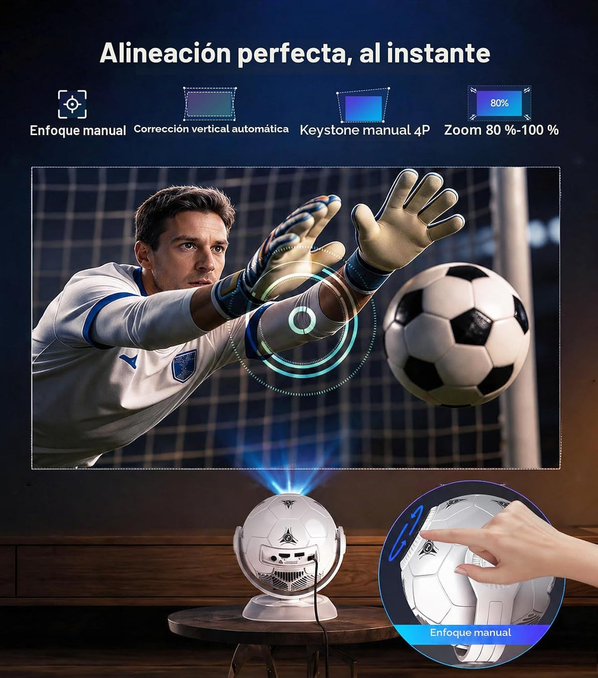 Magcubic Mini proyector con temática de fútbol 2026, soporte 4K And...