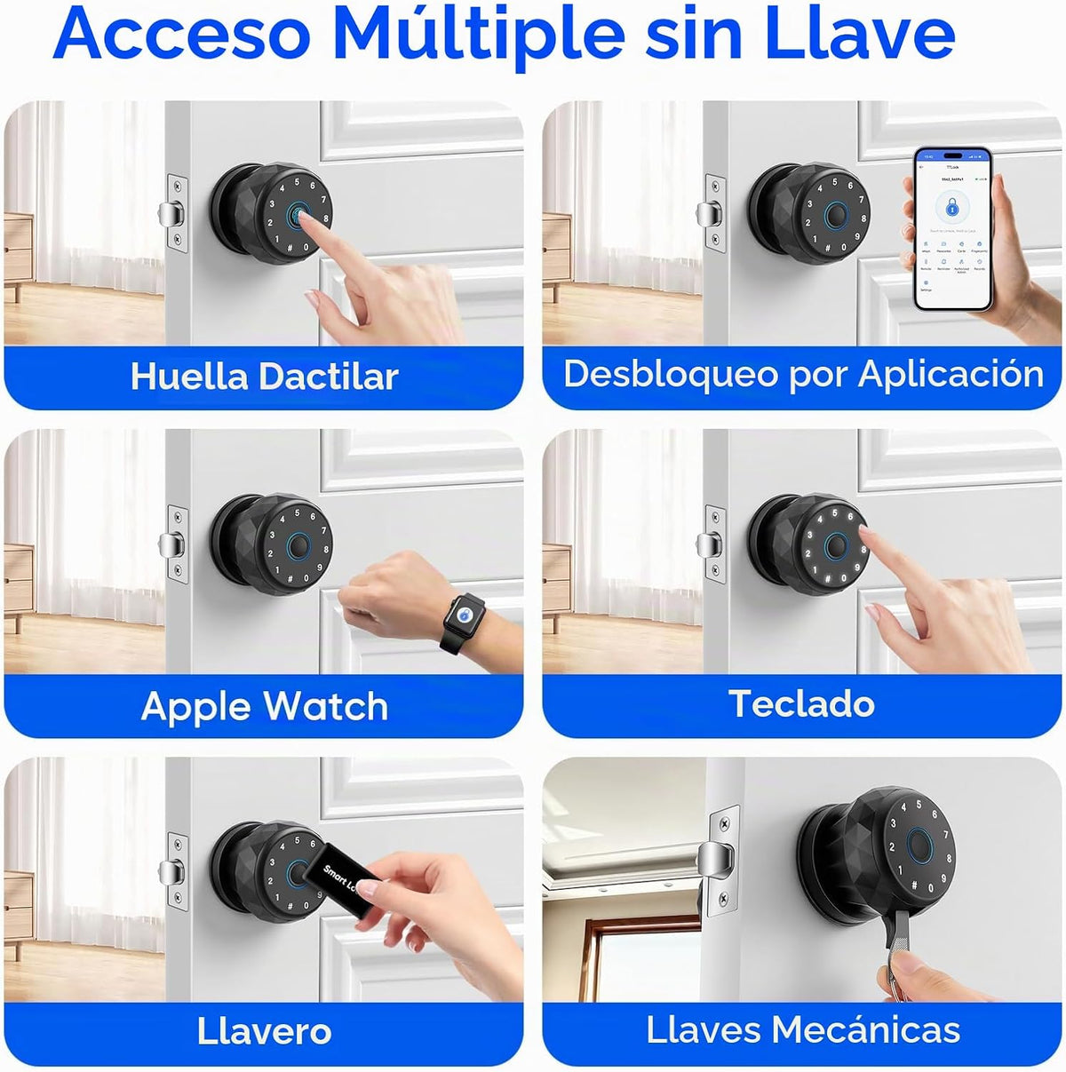 Cerradura de puerta inteligente con huella dactilar con teclado | C...