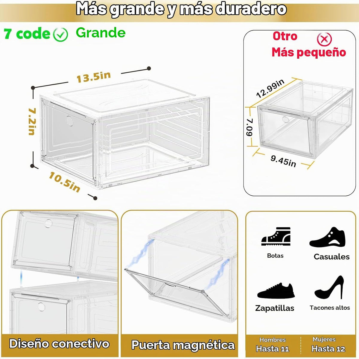 Paquete de 12 organizadores de zapatos, cajas de almacenamiento api...