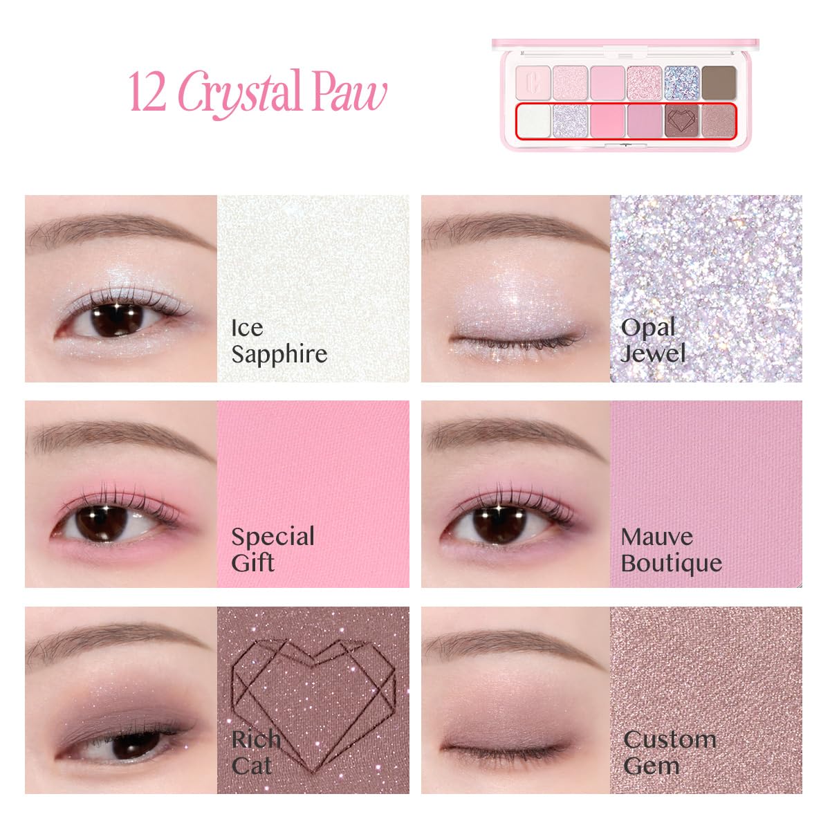 CLIO Pro Paleta de ojos de aire, 12 colores mate y brillante, color...
