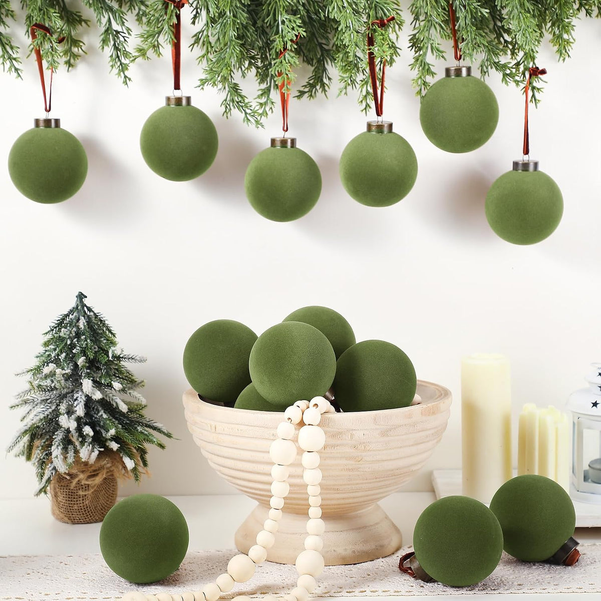 Liliful 15 piezas de bolas de Navidad de terciopelo a granel con bo...