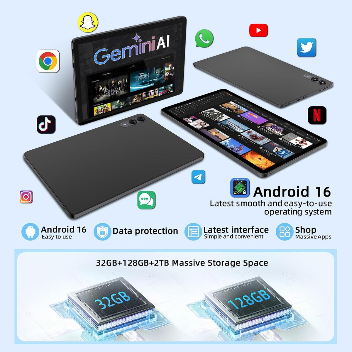 COTGOD Tablet Android 16 con Gemini AI, tabletas de 11 pulgadas con...