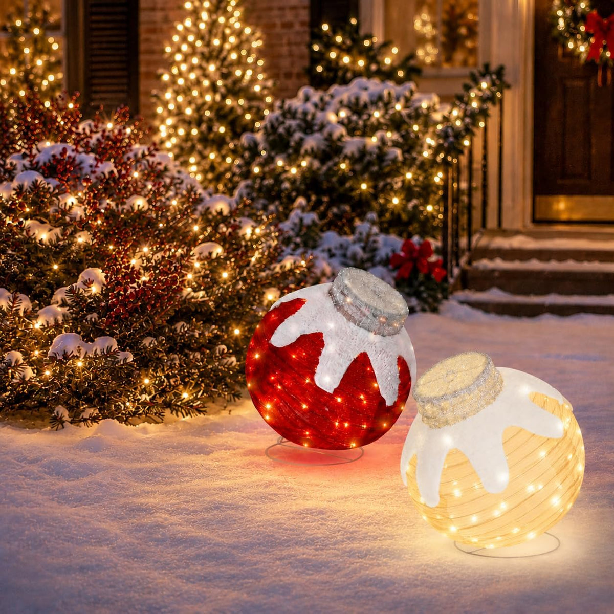 Adornos de Navidad para exteriores, decoración de bolas navideñas e...