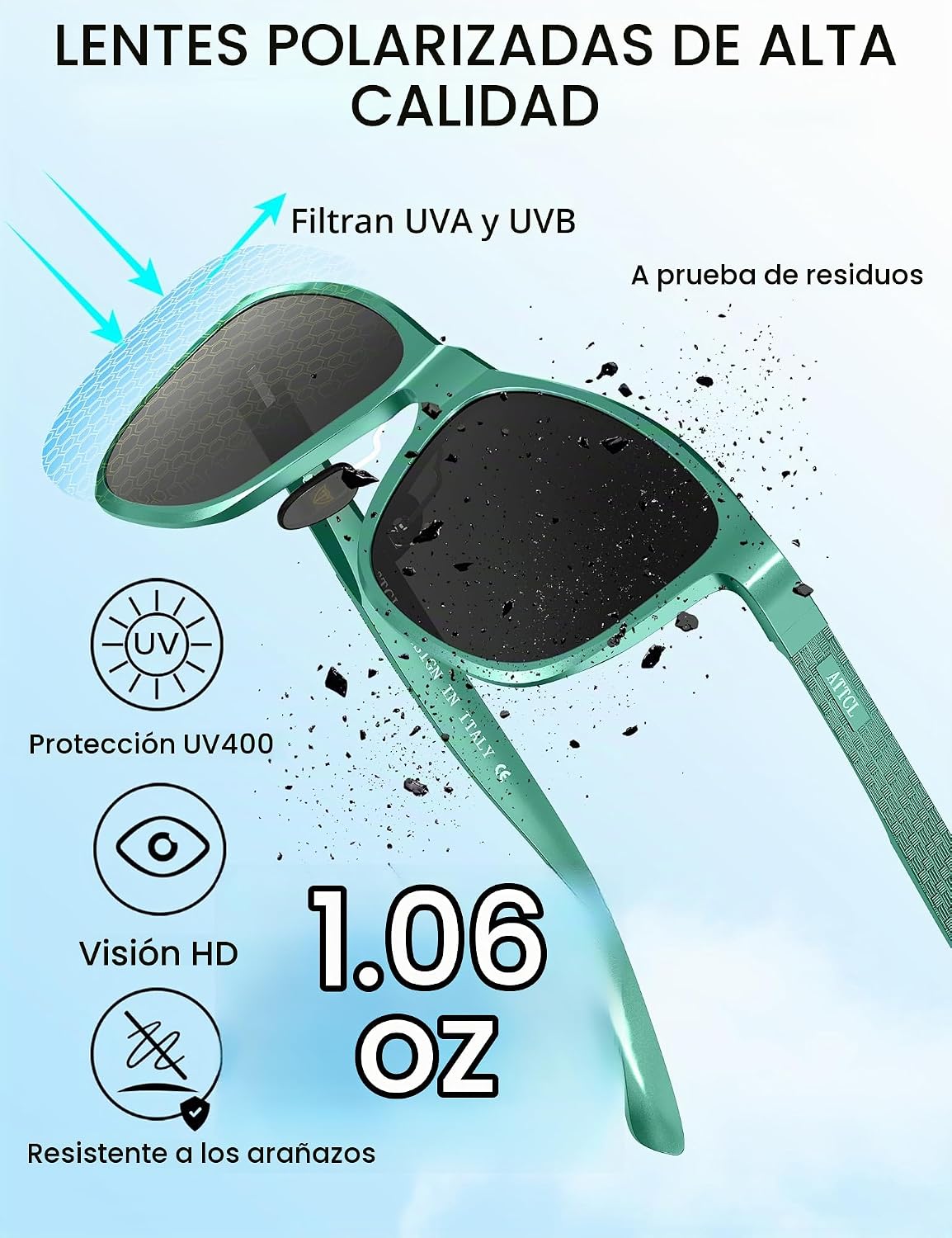 ATTCL Gafas de sol polarizadas para hombre Al-Mg Metal ultraligeras...