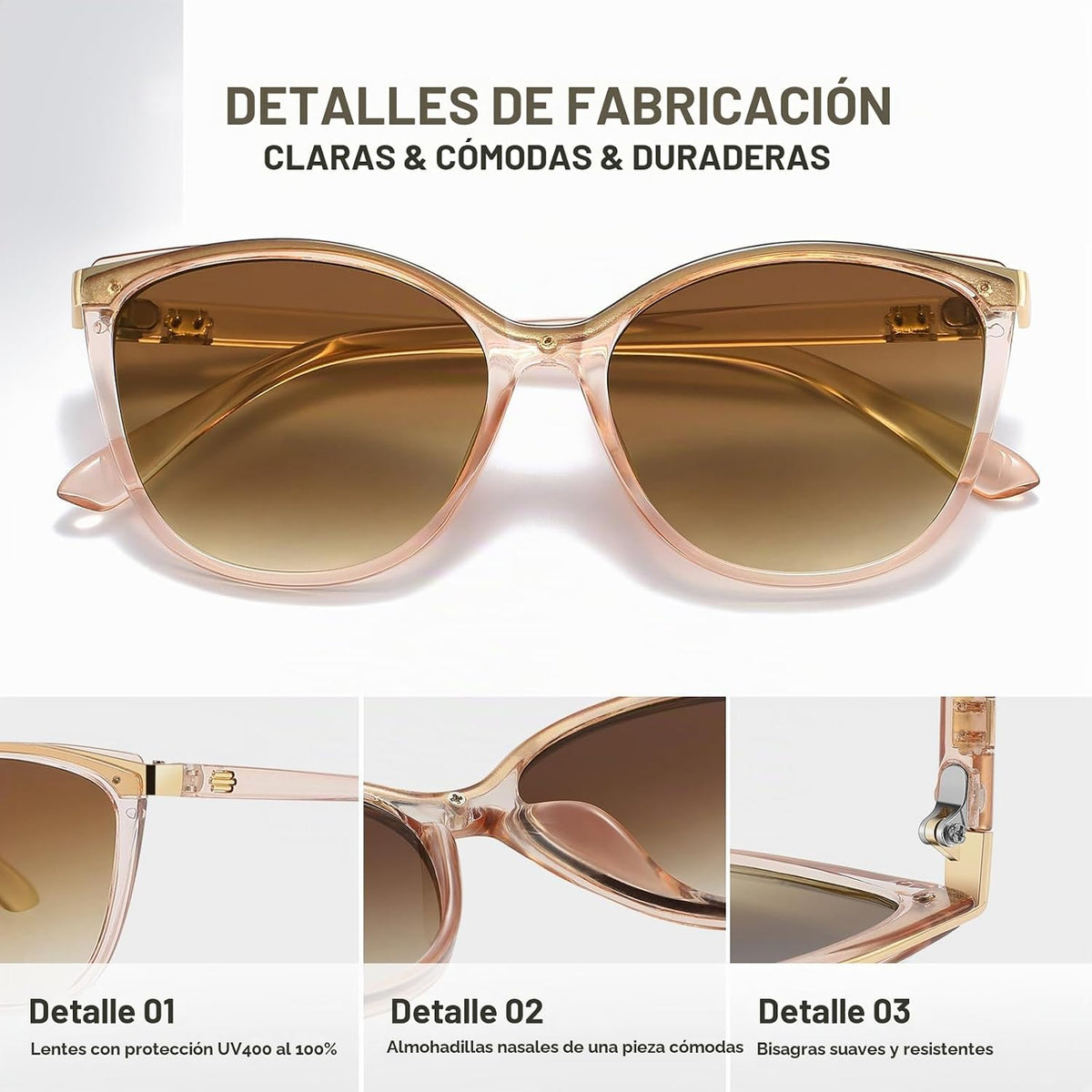 Colrea Gafas de Sol Modernas con Forma de Ojo de Gato para Mujer, E...