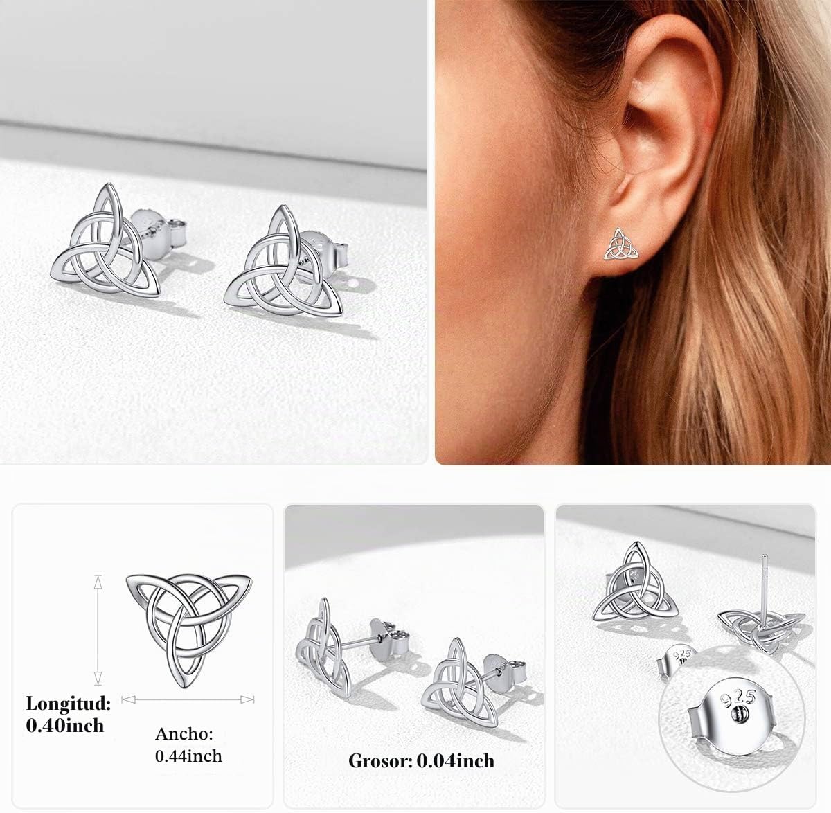 ChicSilver Pendientes celtas para mujer de plata de ley hipoalergén...