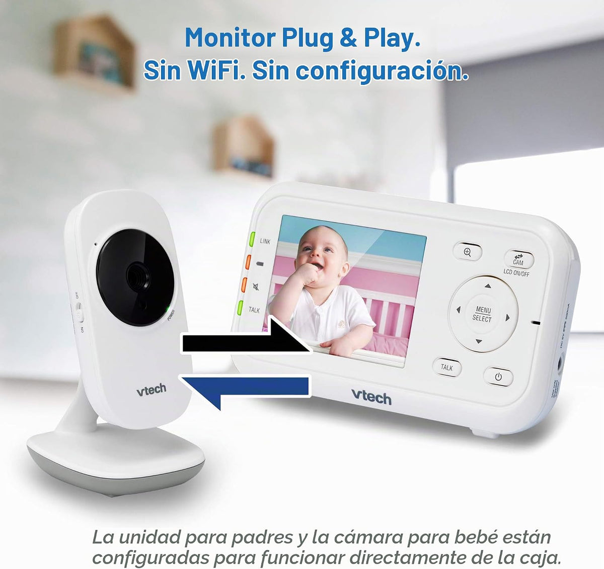 VTech VM3252 Monitor de bebé sin video WiFi, pantalla de 2.8 "...