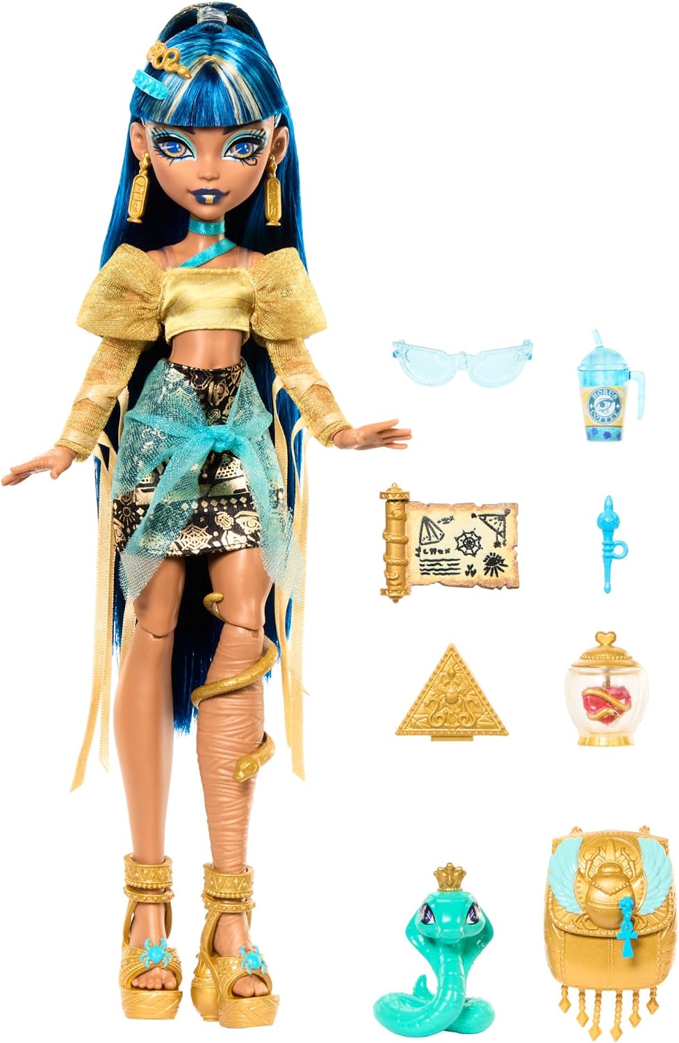 Monster High Cleo De Nile Doll in Golden Clothes | Momia en blusa r...