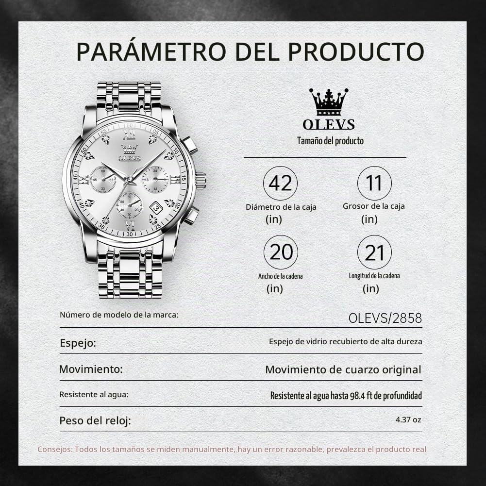 OLEVS Relojes para hombre Relojes de cronógrafo de fácil lectura lu...
