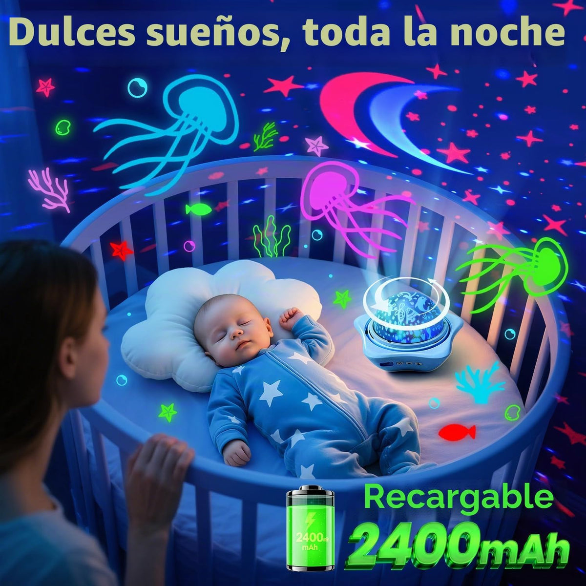 Luz nocturna para niños juguetes sensoriales, 6 películas de luz de...