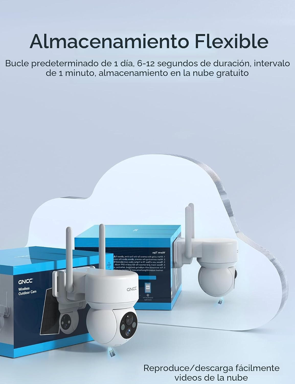 GNCC Paquete de 2 cámaras de seguridad solar, WiFi 2.4G y visión no...
