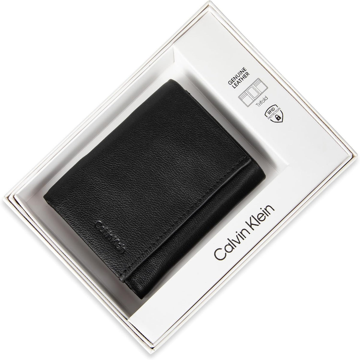 Cartera trifold de cuero con bloqueo RFID para hombre de Calvin Klein
