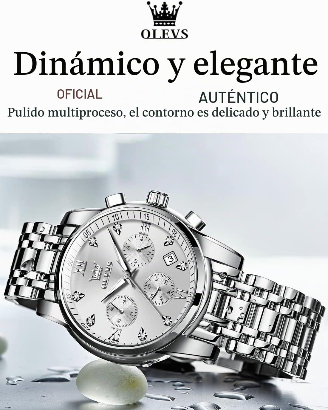 OLEVS Relojes para hombre Relojes de cronógrafo de fácil lectura lu...