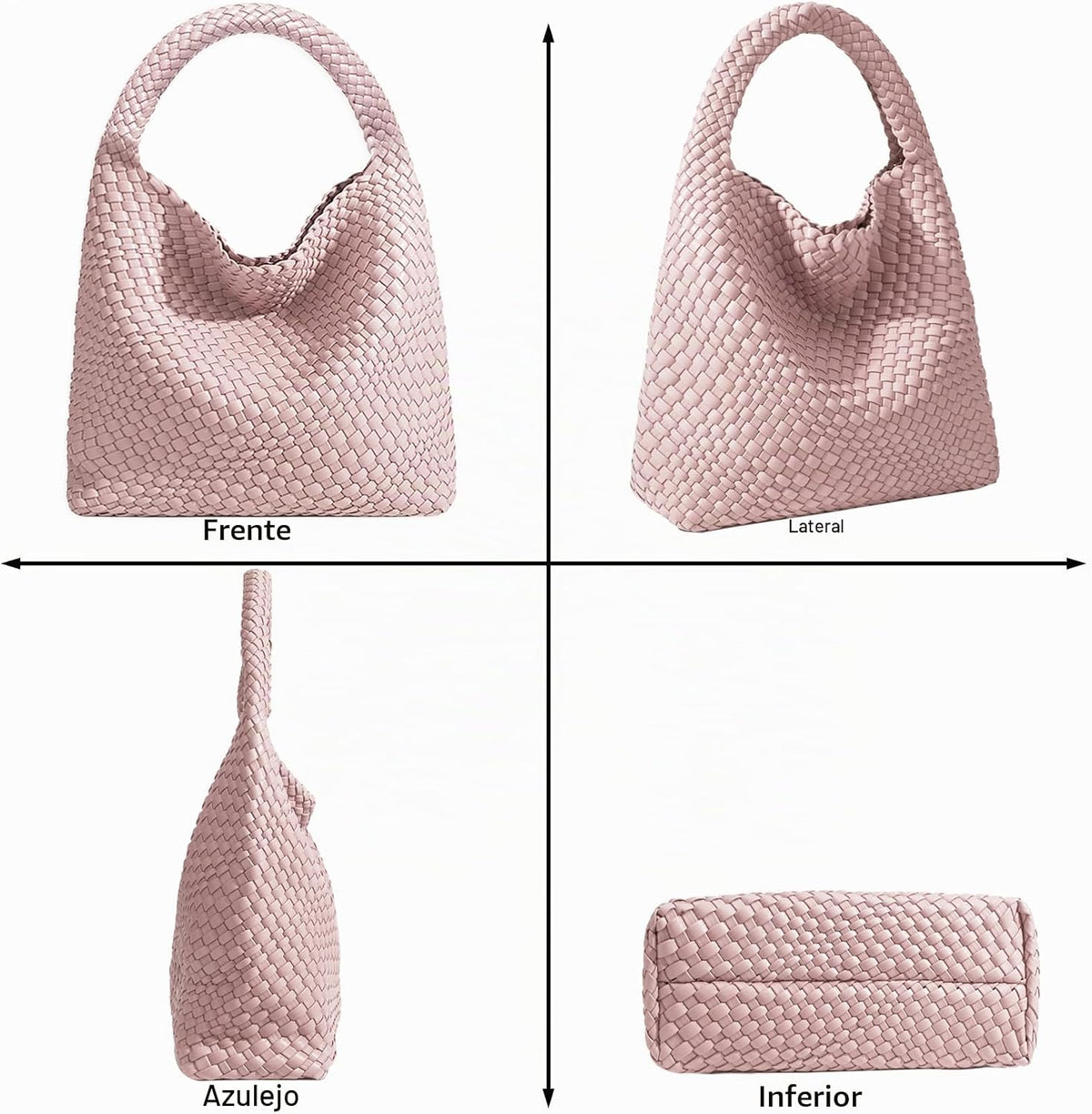 Bolso de mano de mujer con asa superior de cuero vegano tejido a ma...
