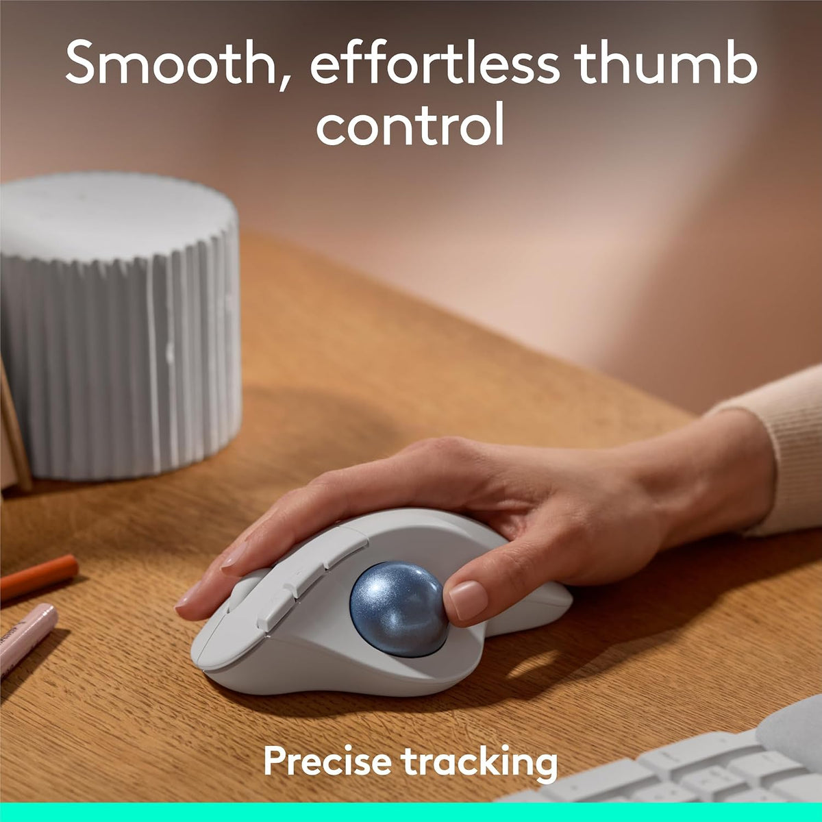 Logitech Ergo M575S Ratón Trackball Inalámbrico Bluetooth - Bola Az...