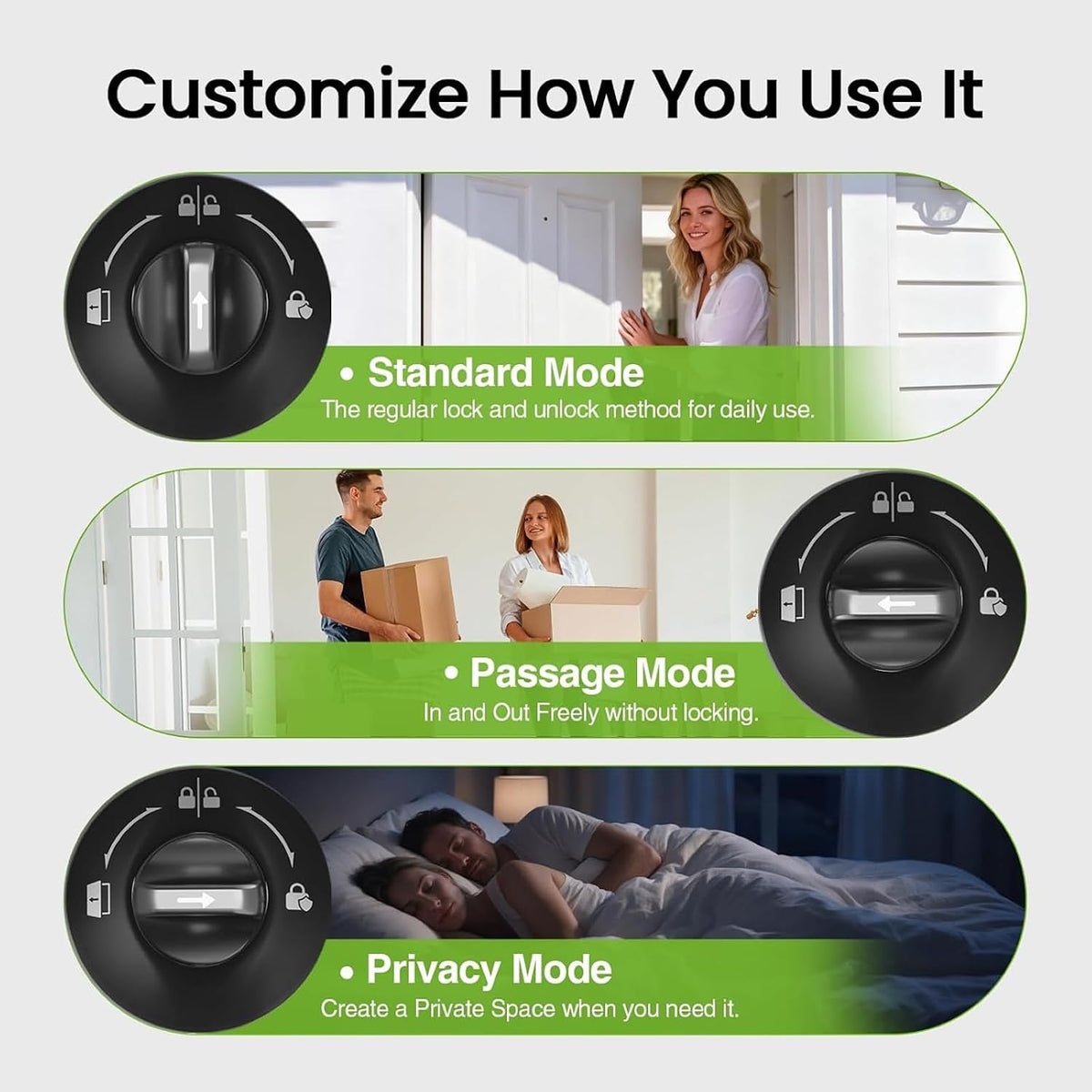 GHome Smart Cerradura de perilla de puerta con control de huellas |...