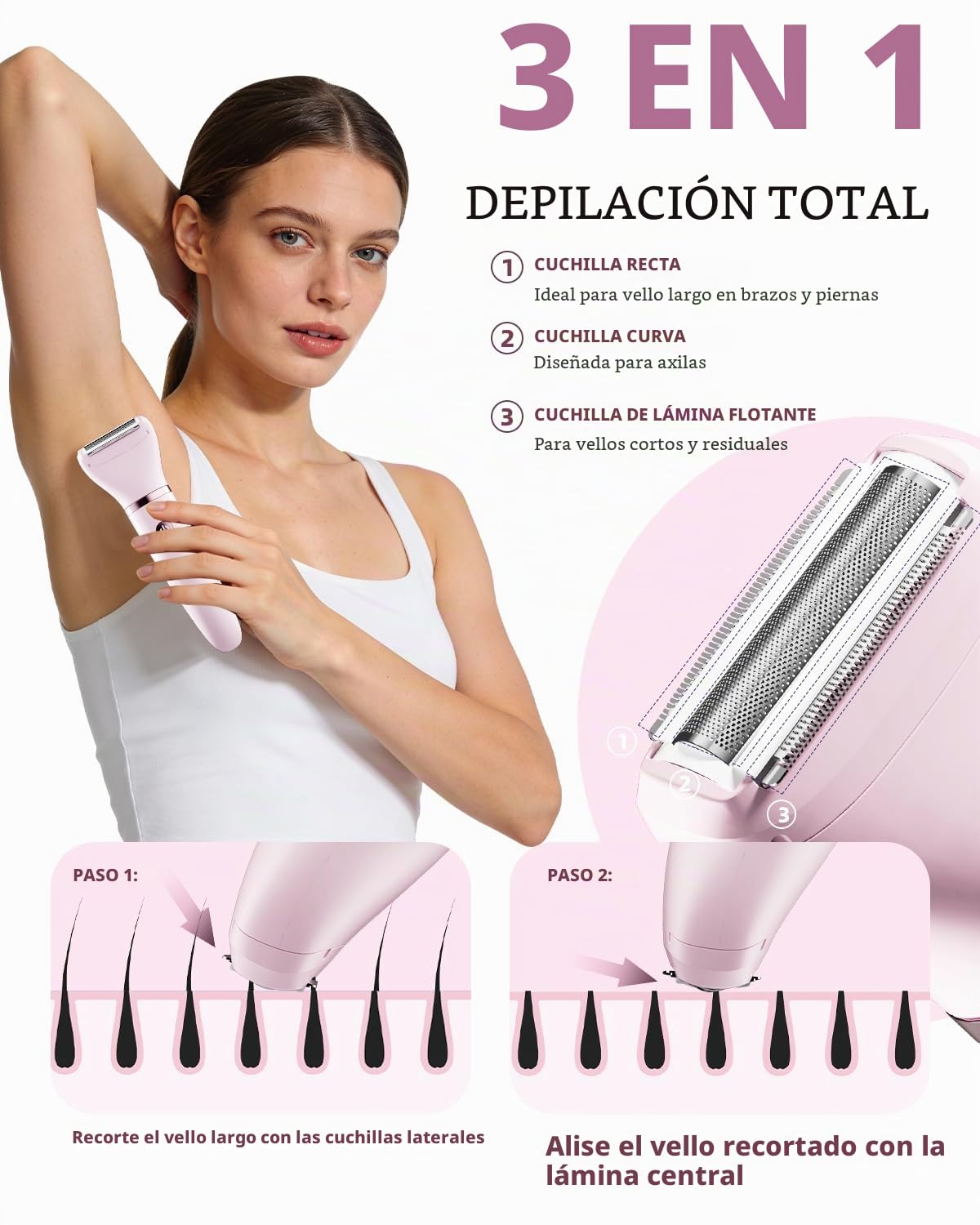 Maquinillas de afeitar eléctricas Ufree 3 en 1 para mujer, regalos...