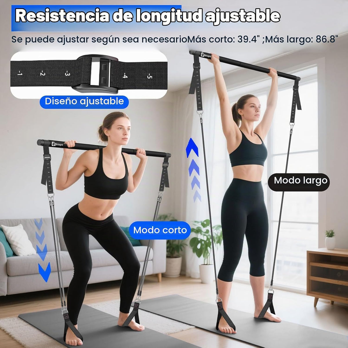Kit de barra de pilates Bbtops con bandas de resistencia, barra de...