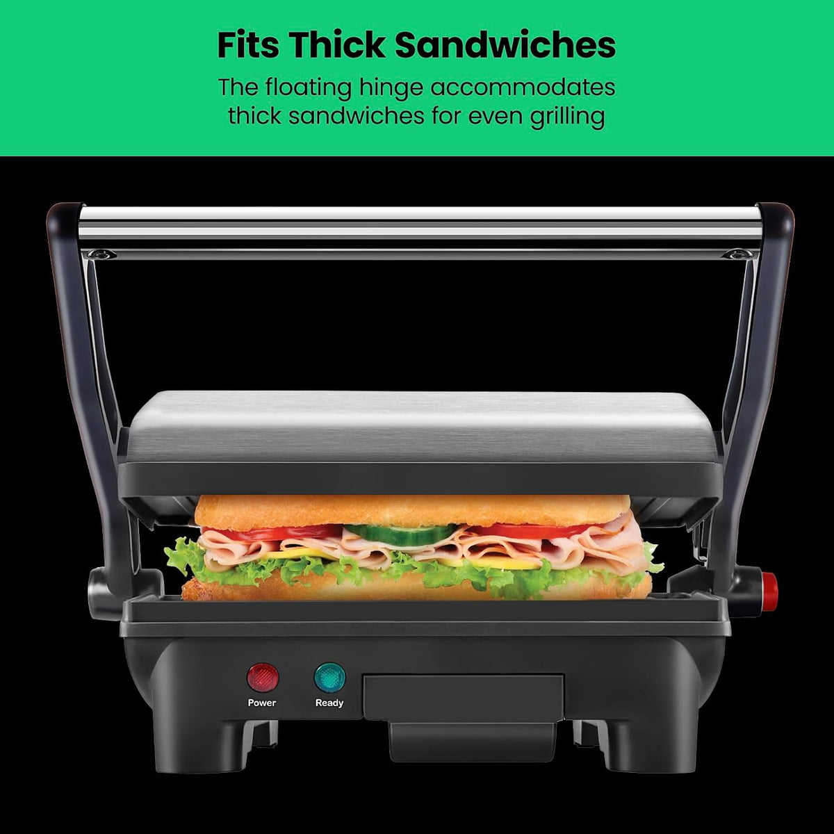 Chefman Panini RJ02-180 parrilla de presa y sandwichera gourmet con...