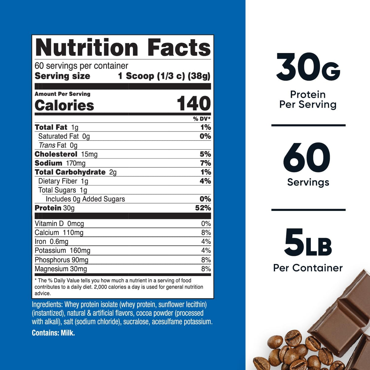 Nutricost - Aislado de proteína de suero (Mocha) 5 libras - Sin glu...