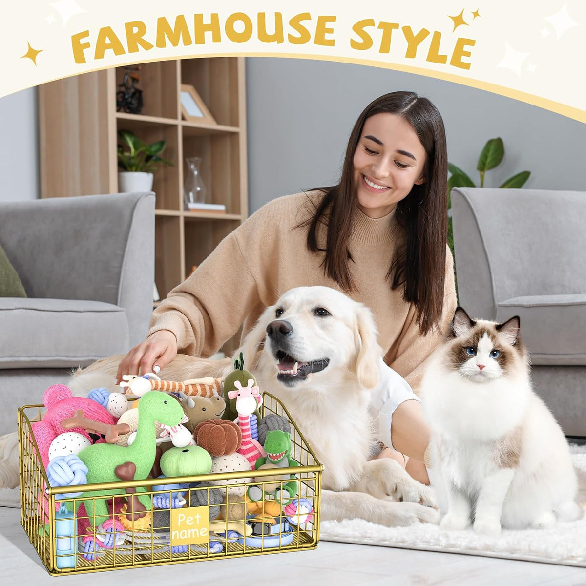 Kaiferty Cesta de Juguetes para Perros Caja de Juguetes, Cesta de M...