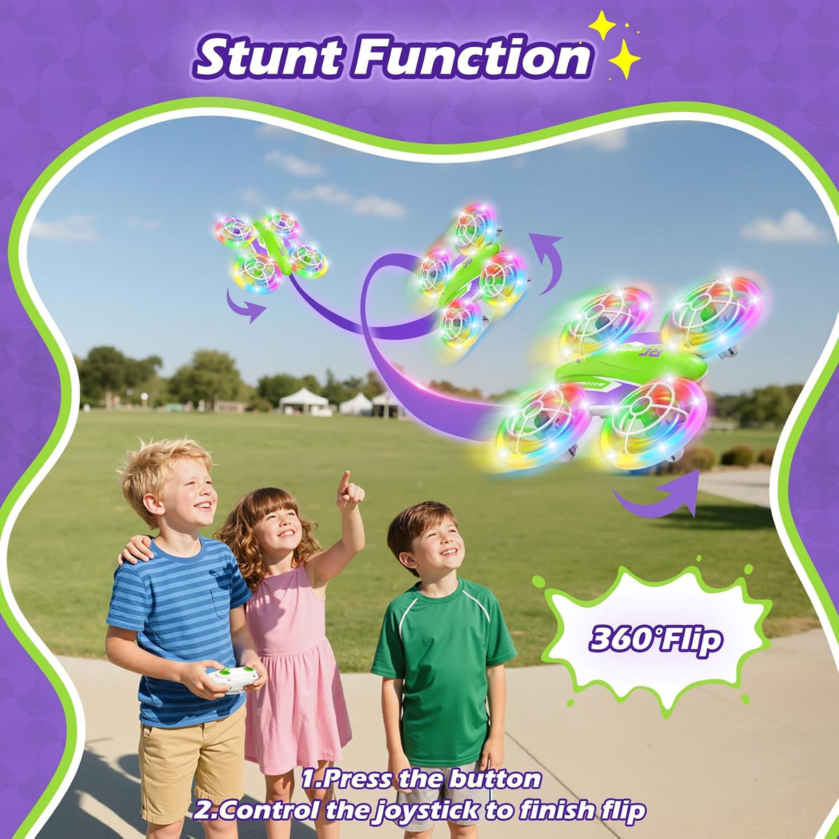 FUNPX Dron LED RC para niños de 6 años, regalo de cumpleaños de Nav...