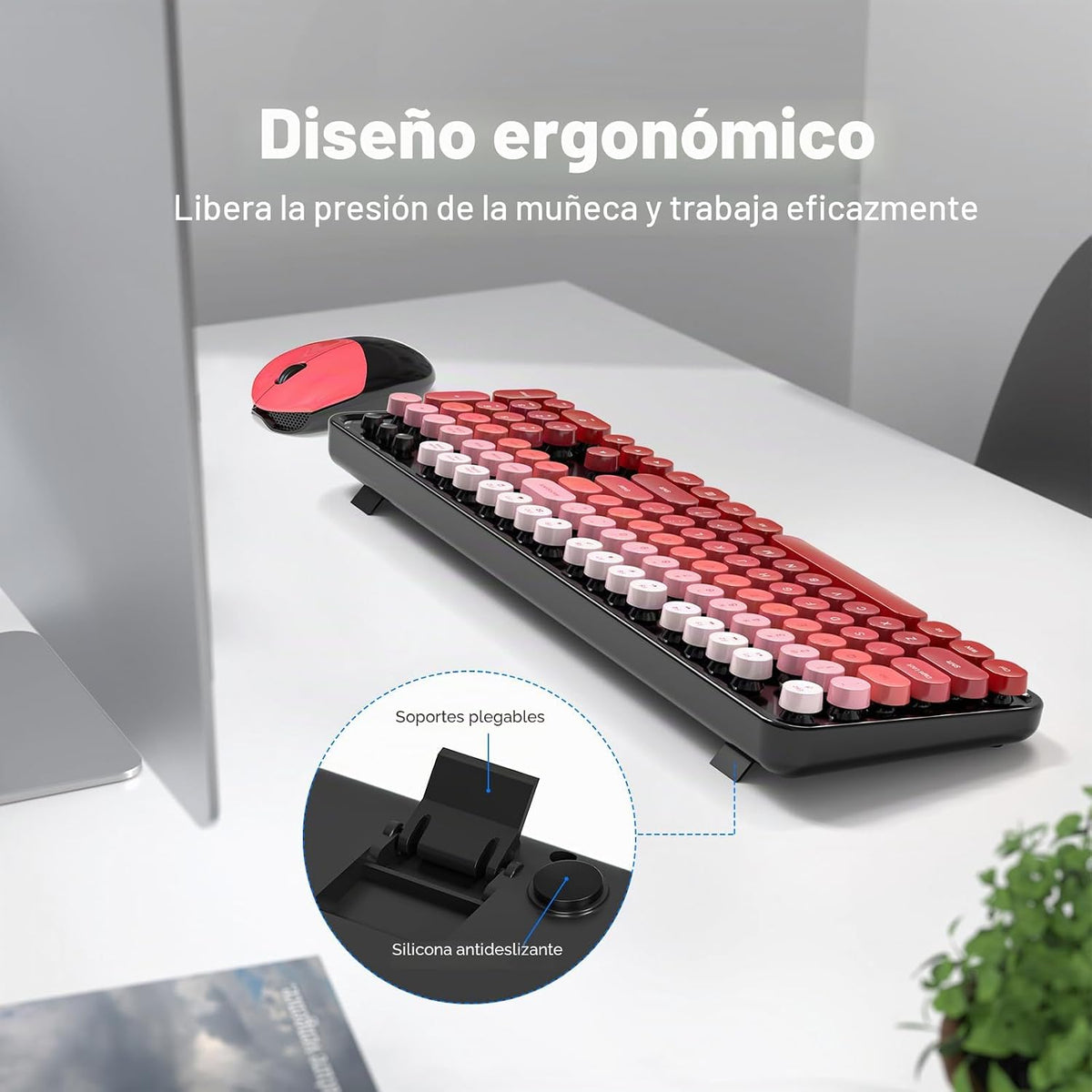 MOFII Combo de teclado y mouse inalámbricos, tamaño completo 2.4G,...