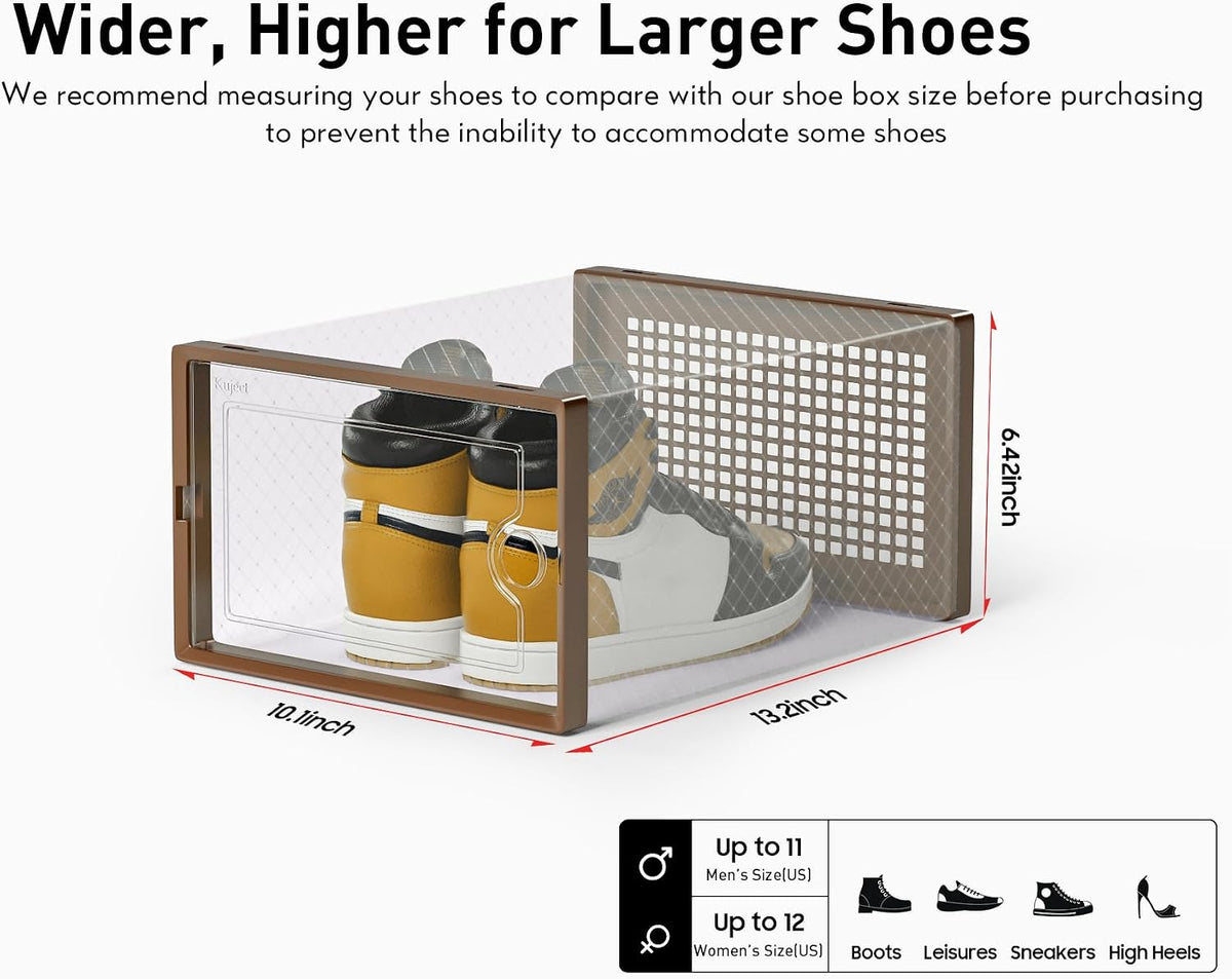 Kuject Cajas de almacenamiento de zapatos extragrandes, paquete de...