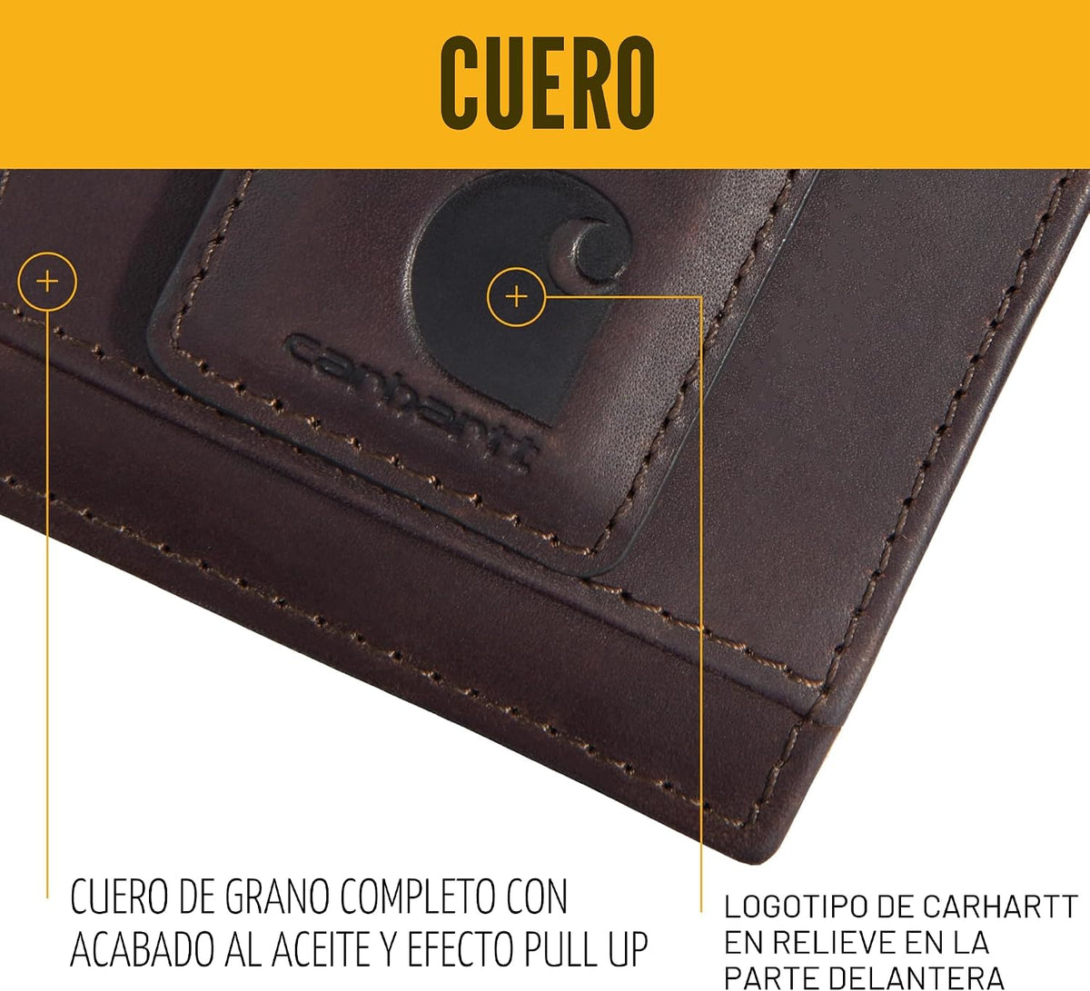Carhartt Cartera De Piel Con Bolsillo Frontal Oil Tan Marrón | Cart...